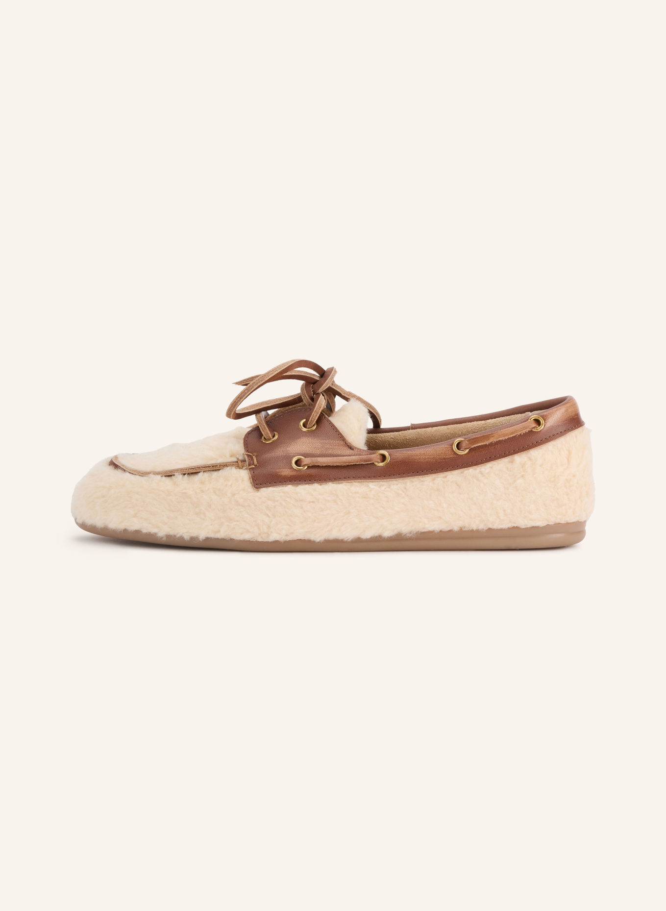 Posa ALPINA Boat Shoes: CREAM / DARK BROWN