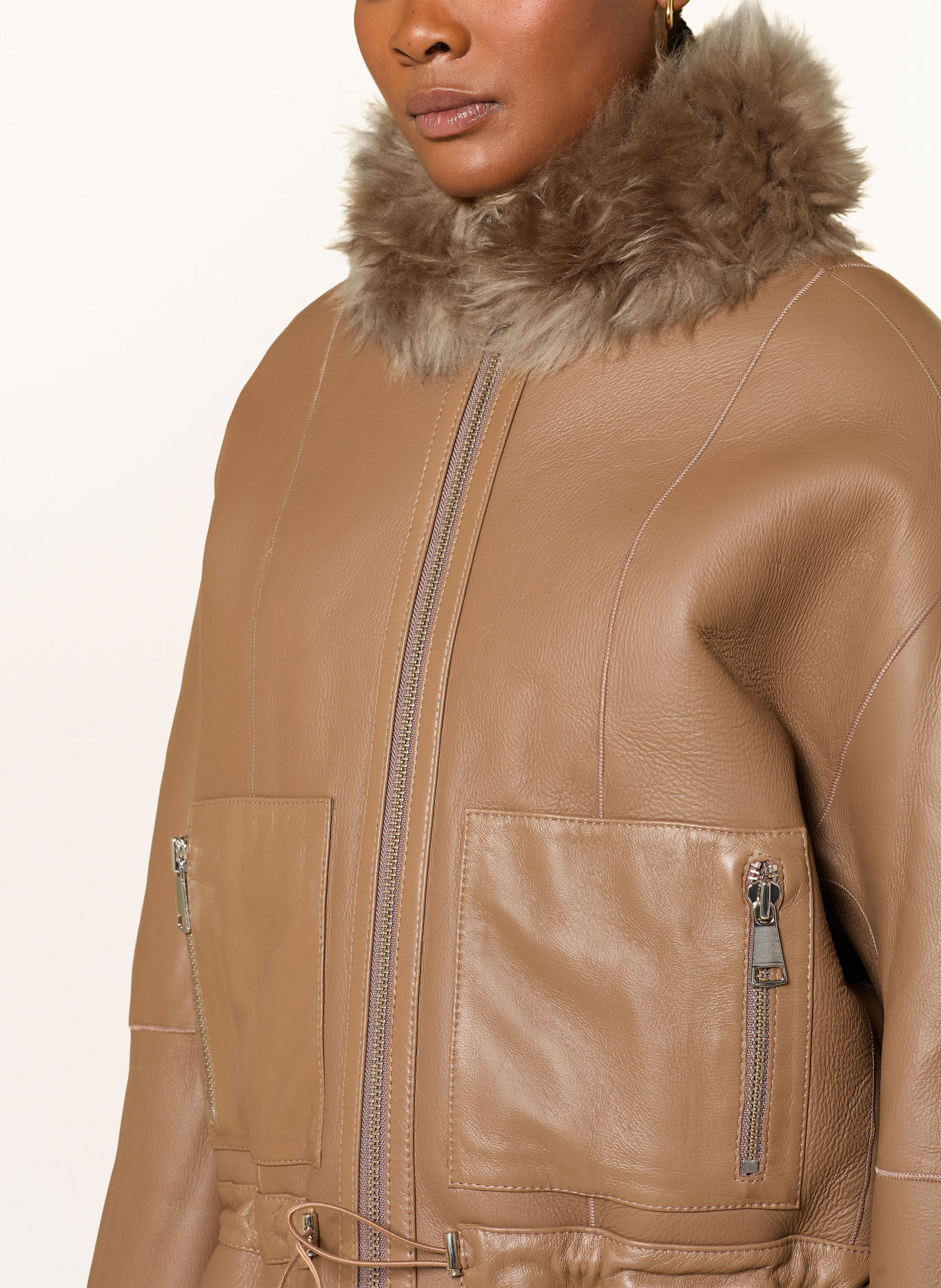 MRS & HUGS Reversible leather jacket: CAMEL