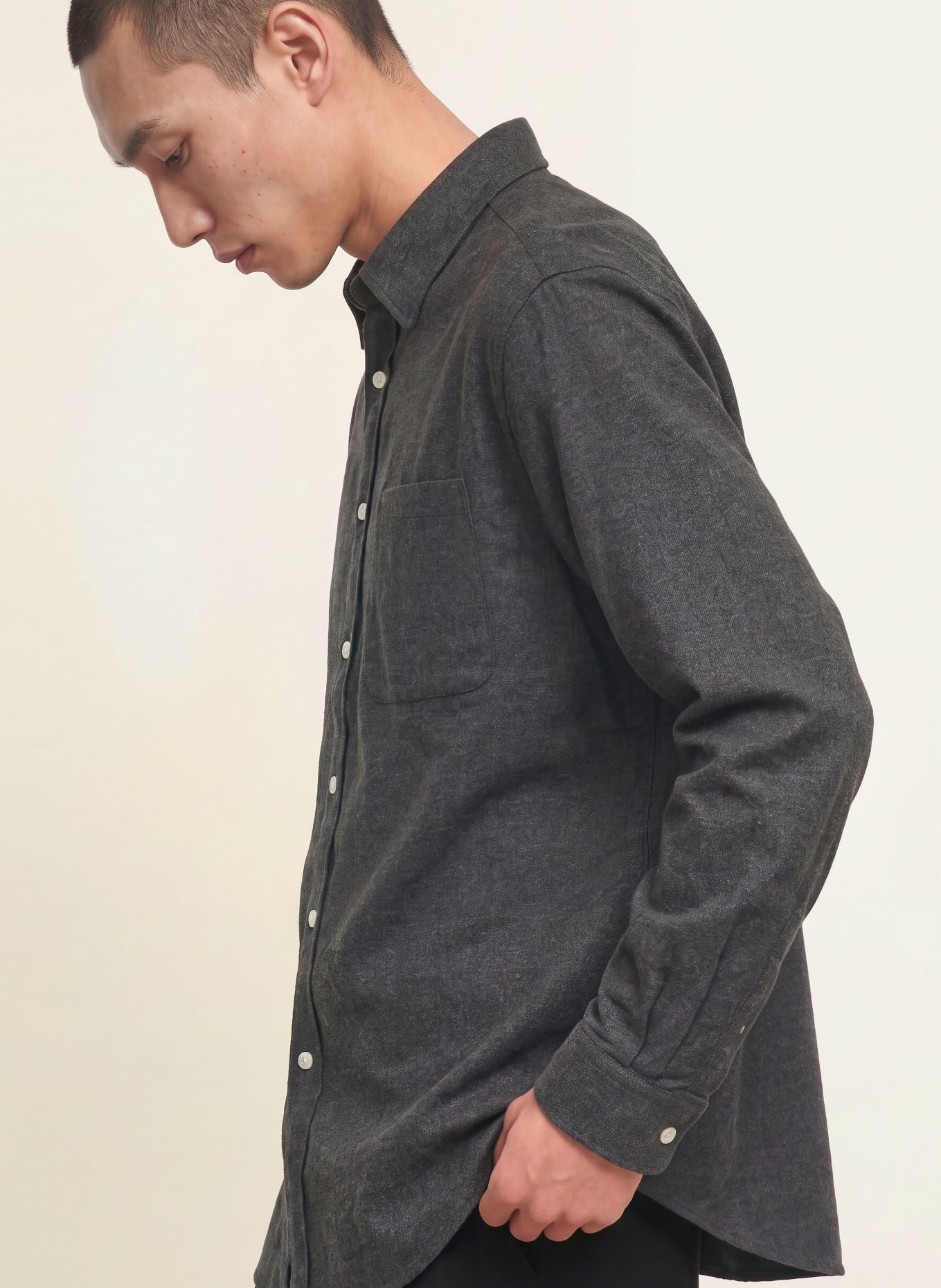 NN.07 Chemise en flanelle DINO Comfort Fit: GRIS FONCÉ
