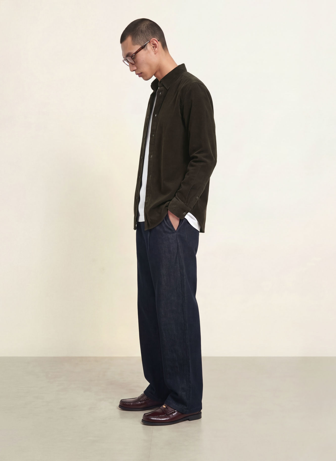 NN.07 Kordová košile ASHER Regular Fit: KHAKI