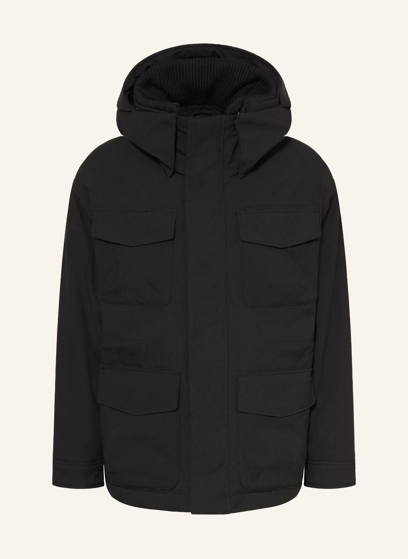 STRELLSON Fieldjacket mit abnehmbarer Kapuze: SCHWARZ