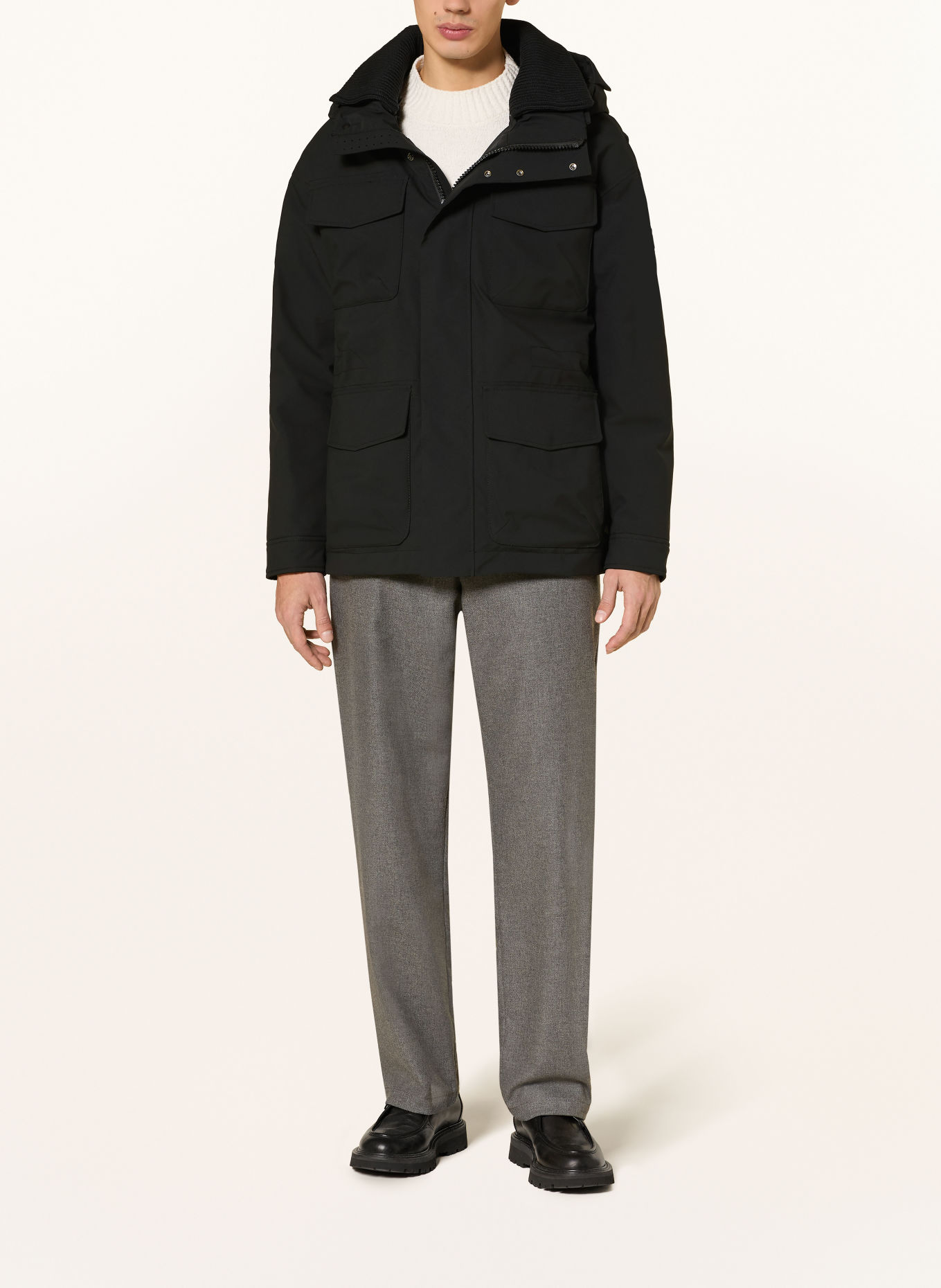 STRELLSON Fieldjacket mit abnehmbarer Kapuze: SCHWARZ