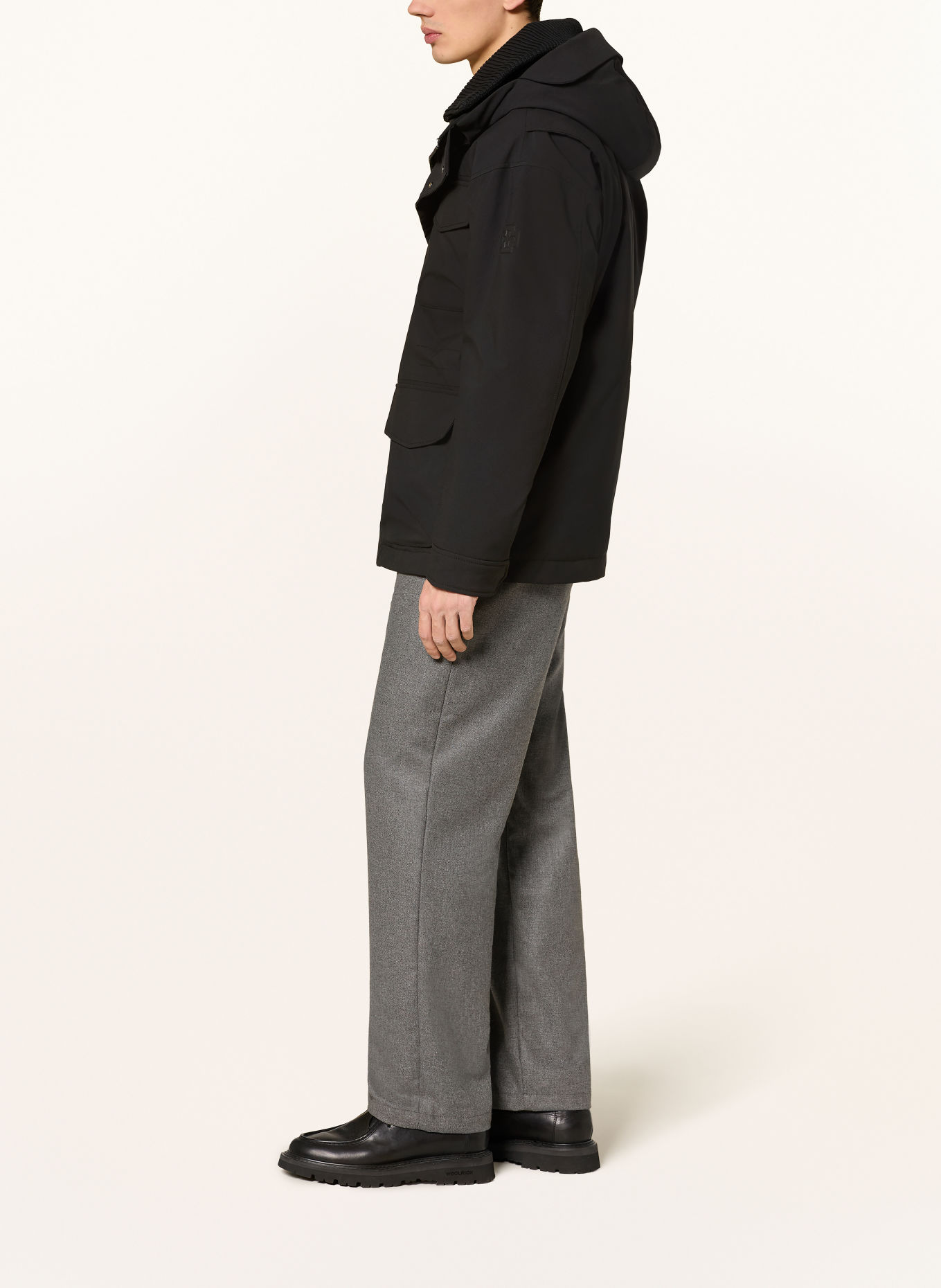 STRELLSON Fieldjacket mit abnehmbarer Kapuze: SCHWARZ