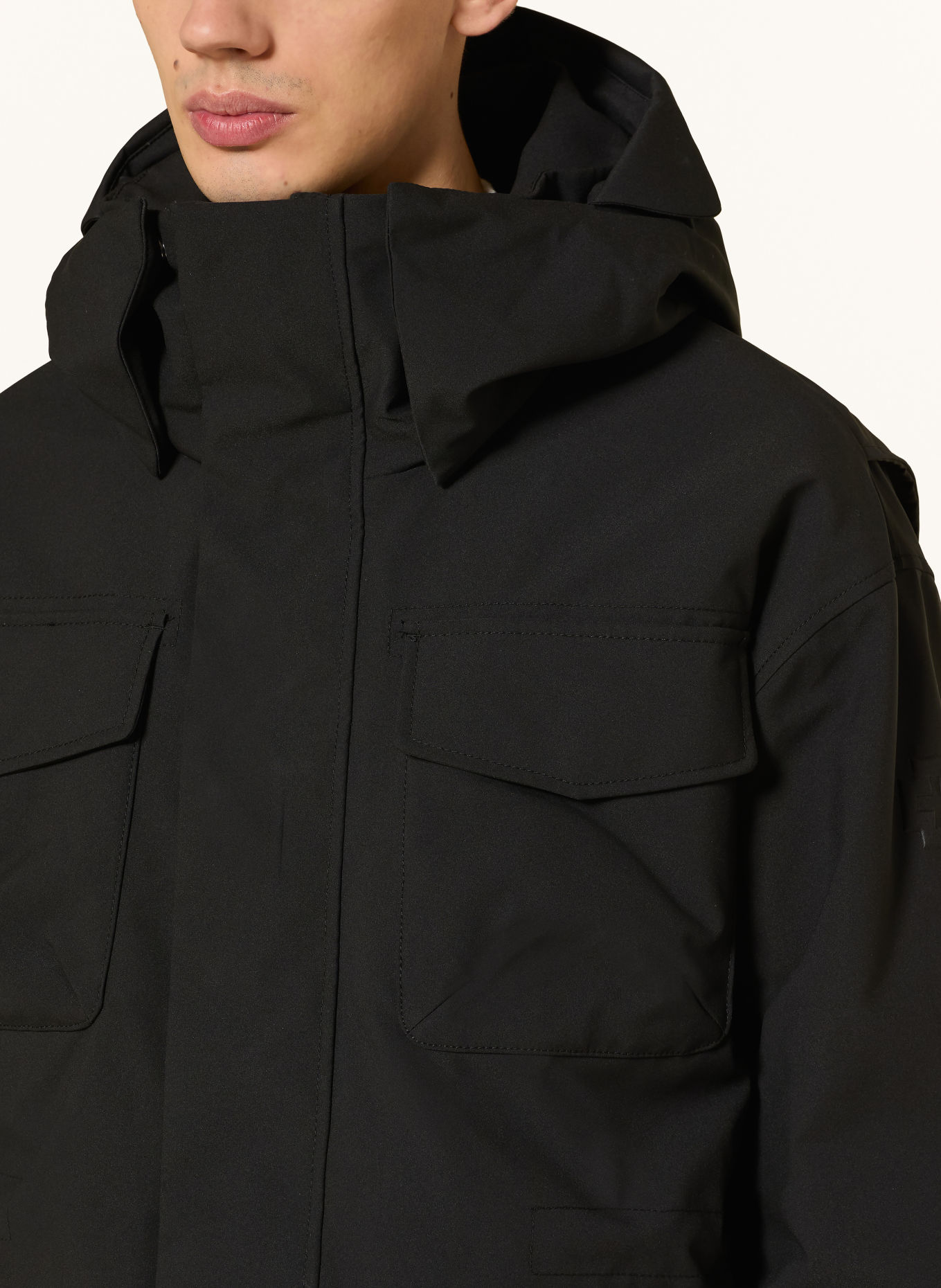 STRELLSON Fieldjacket mit abnehmbarer Kapuze: SCHWARZ