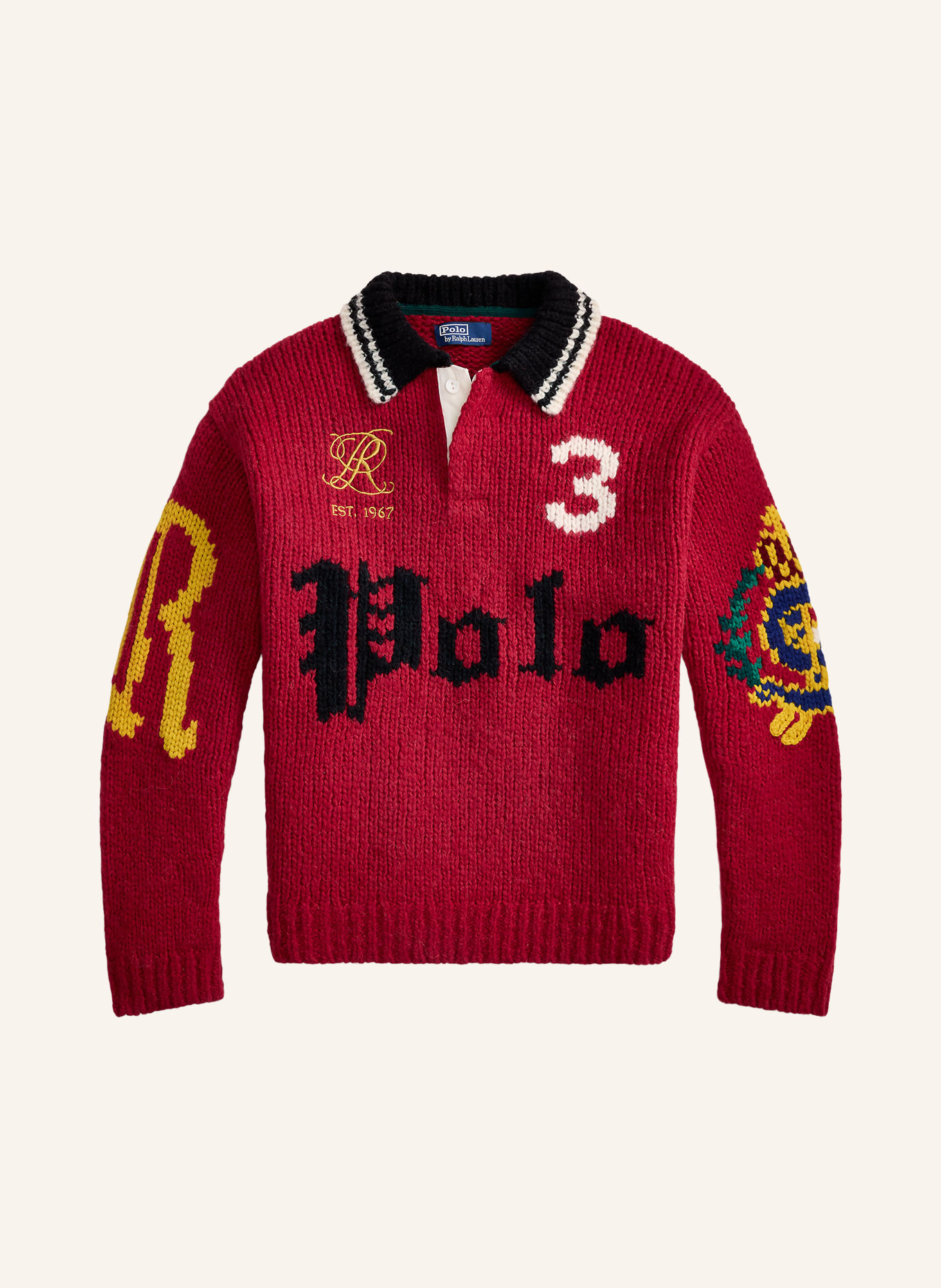 POLO RALPH LAUREN Pullover: DUNKELROT / WEISS / SCHWARZ