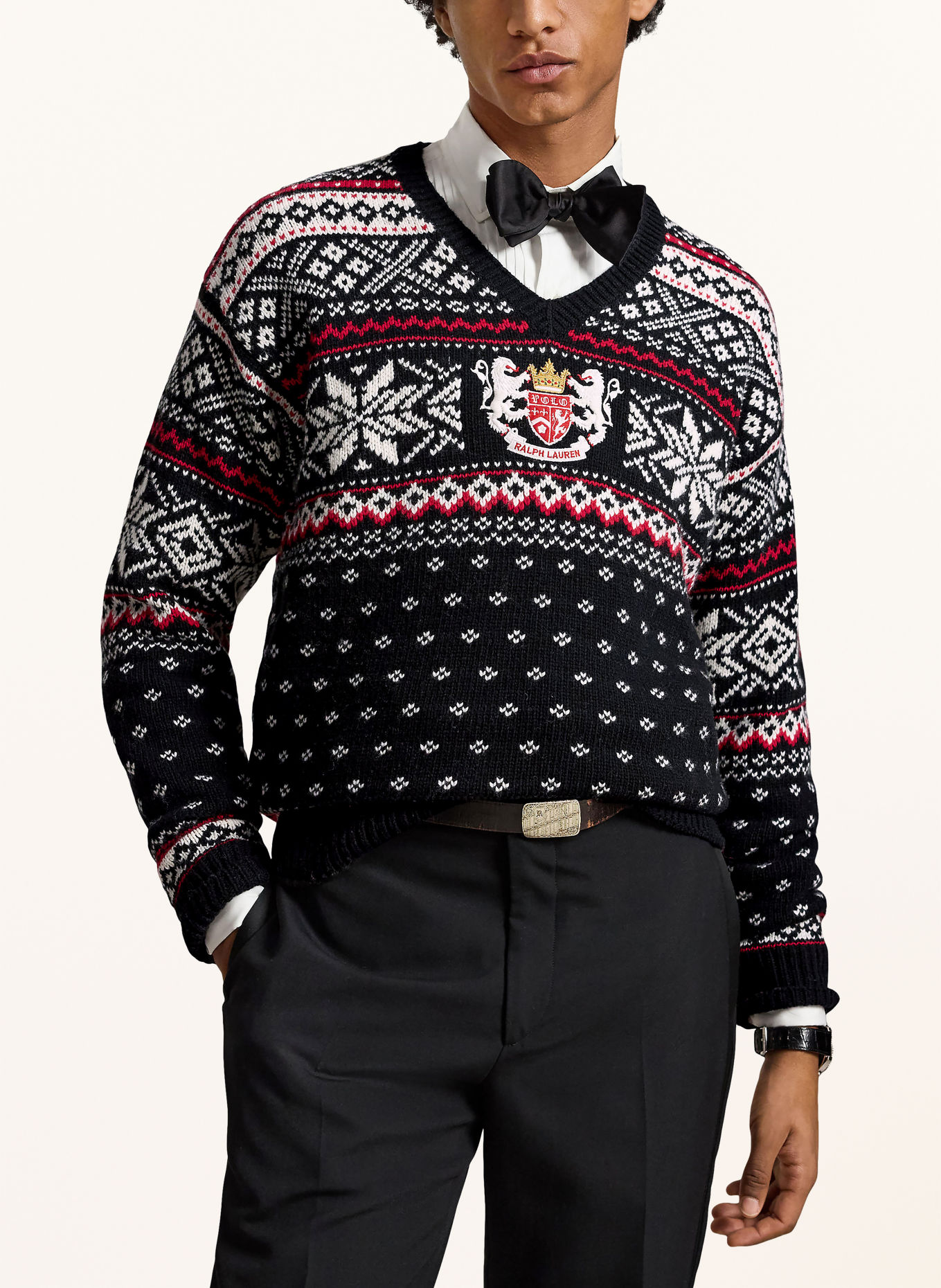 POLO RALPH LAUREN Pull: NOIR / ROUGE / BLANC