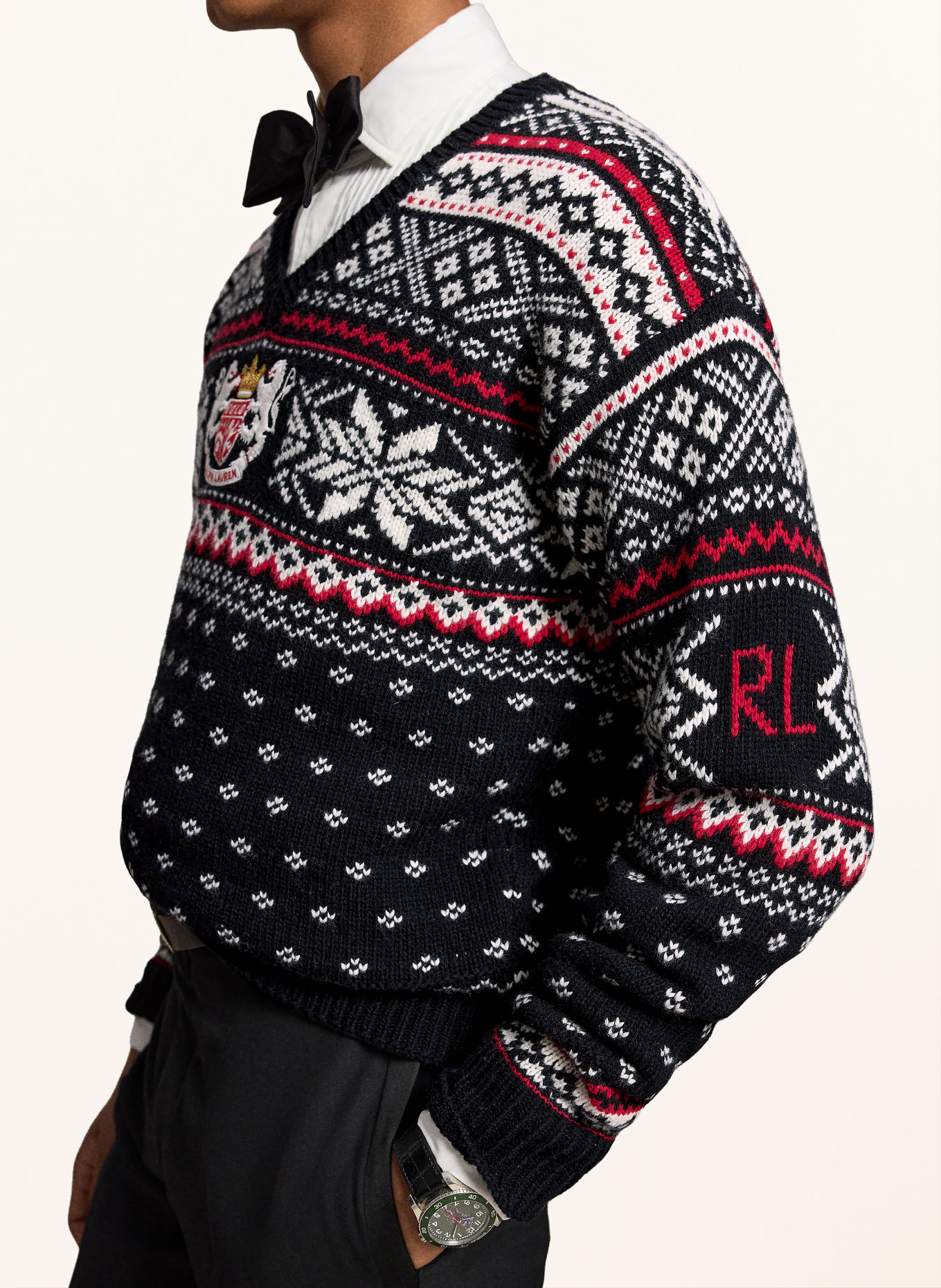POLO RALPH LAUREN Pull: NOIR / ROUGE / BLANC