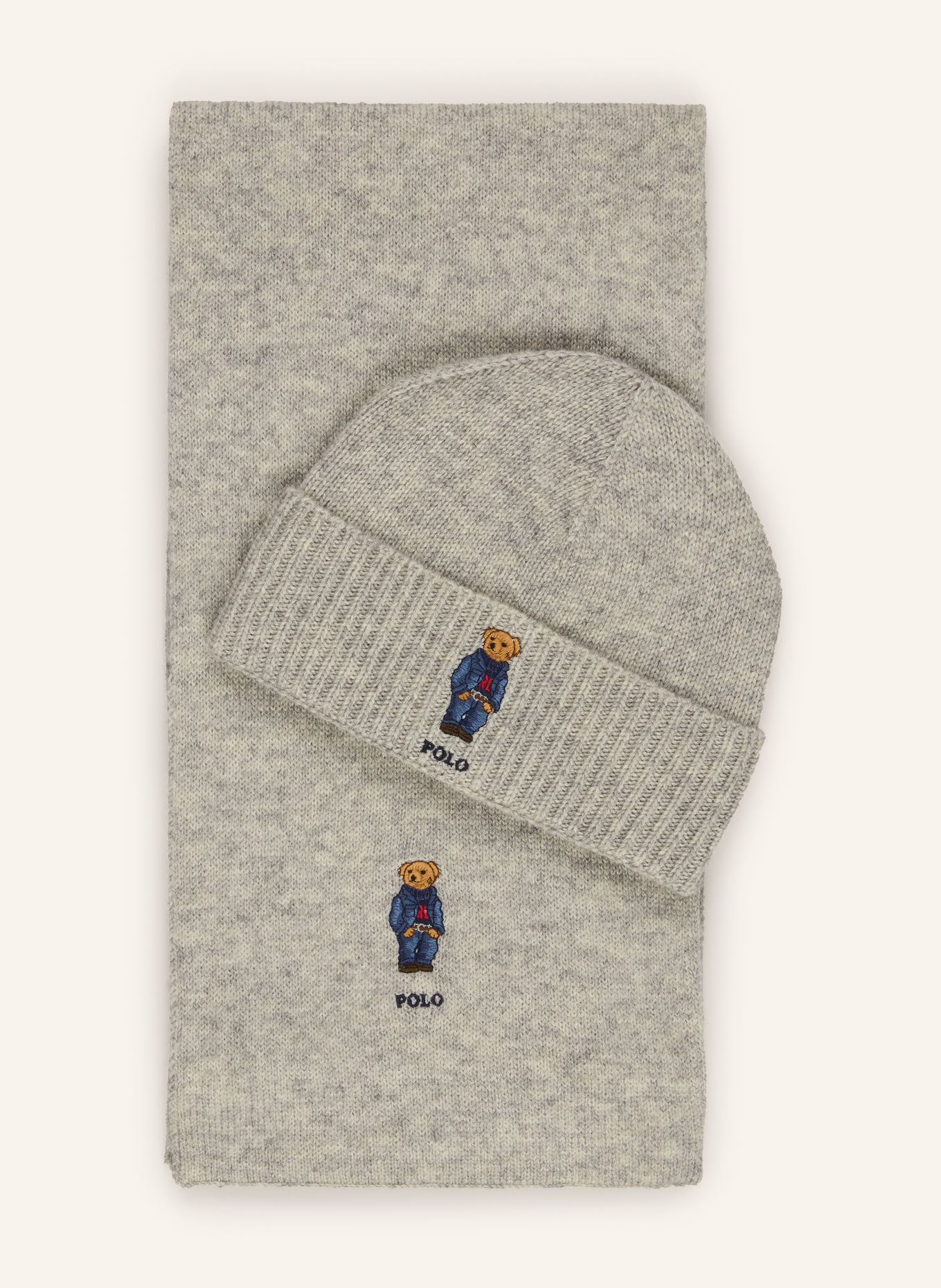 POLO RALPH LAUREN Set: Mütze und Schal: HELLBRAUN