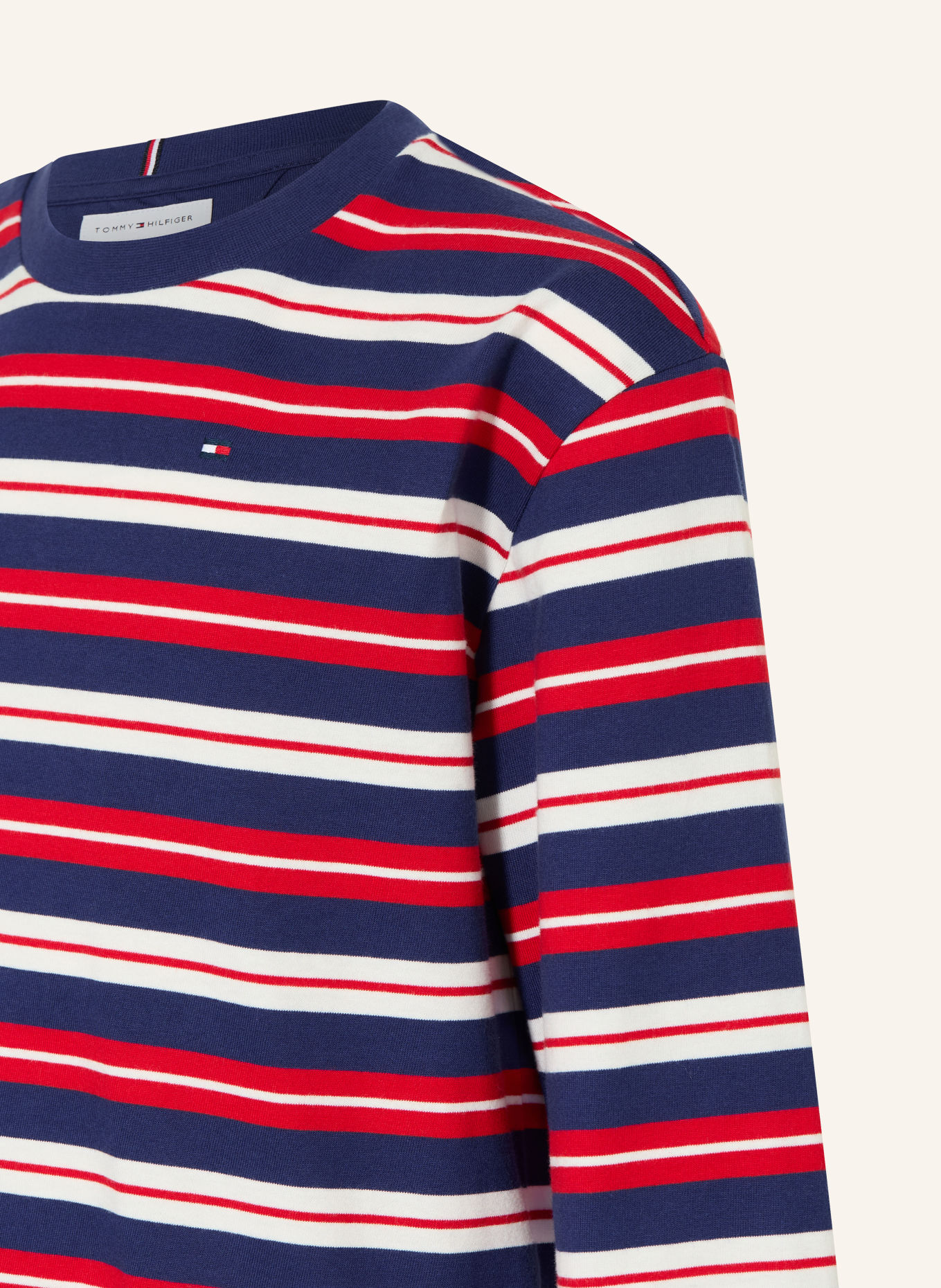 TOMMY HILFIGER Longsleeve: DUNKELBLAU / ROT / WEISS