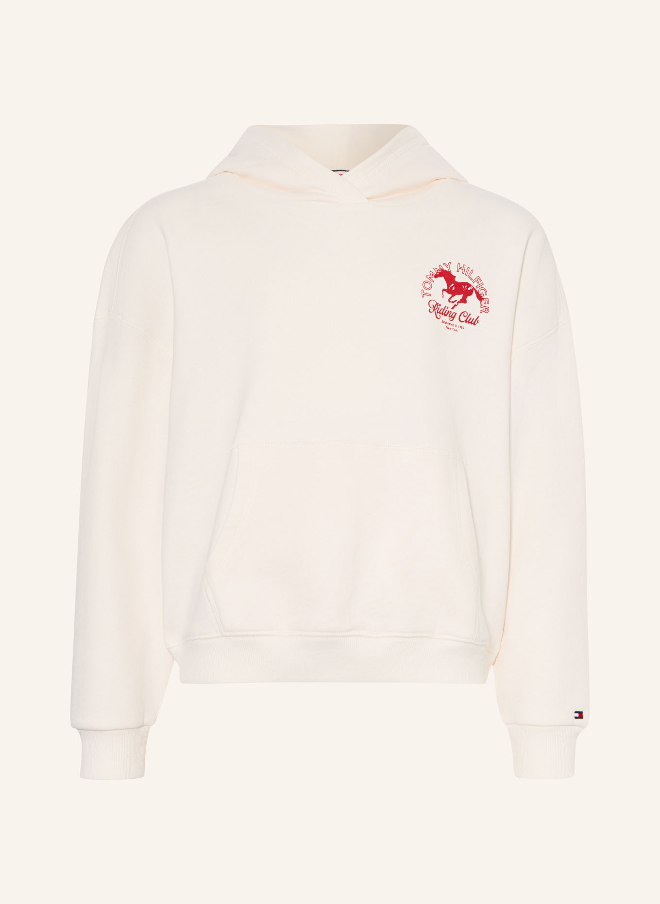 TOMMY HILFIGER Hoodie: WHITE / DARK RED