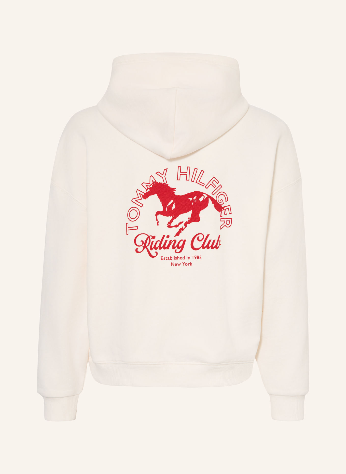 TOMMY HILFIGER Hoodie: WHITE / DARK RED