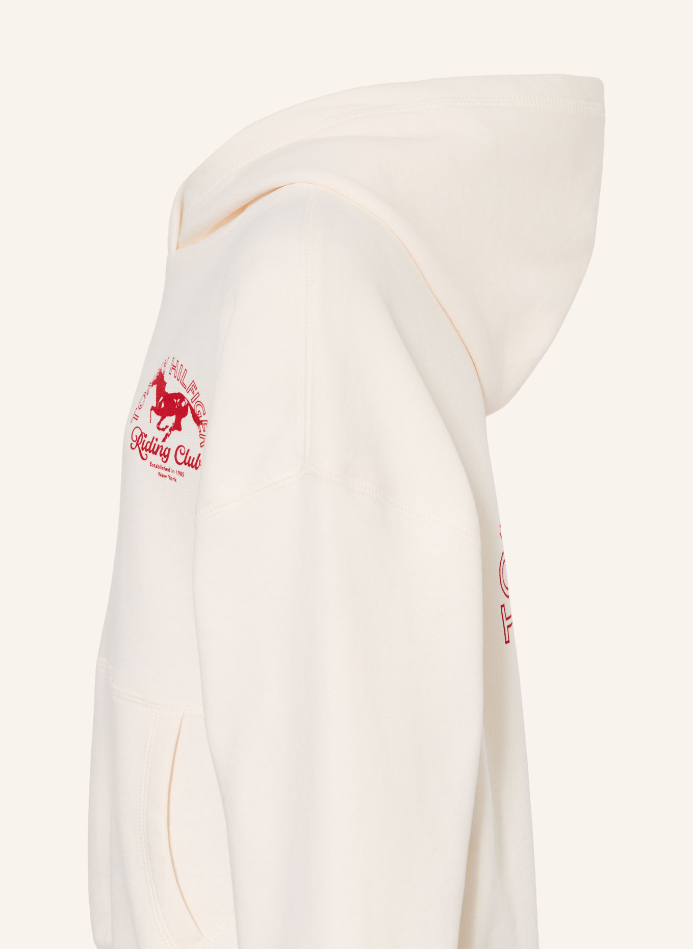 TOMMY HILFIGER Hoodie: WHITE / DARK RED