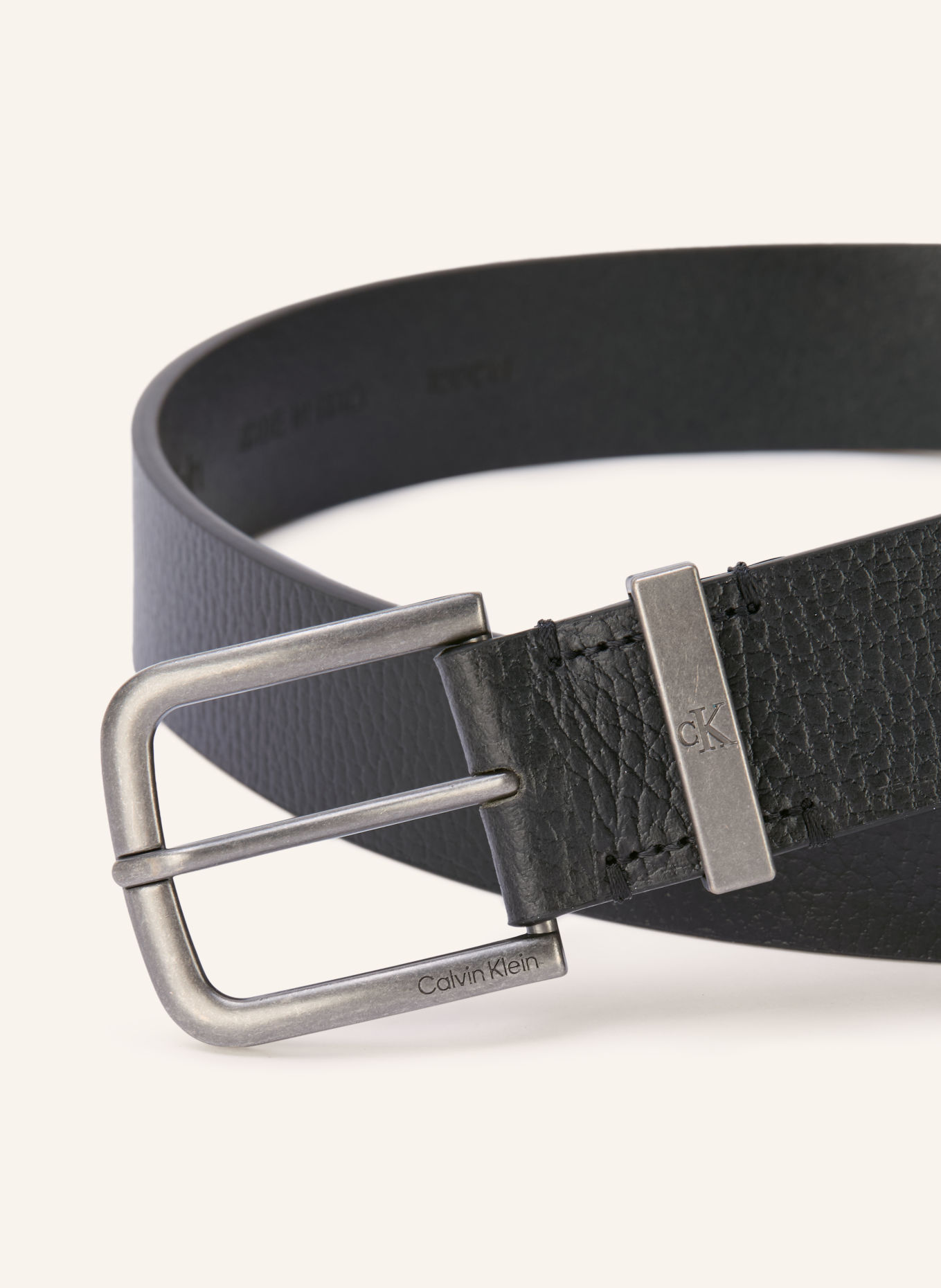 Calvin Klein Pasek skórzany: CZARNY / SREBRNY