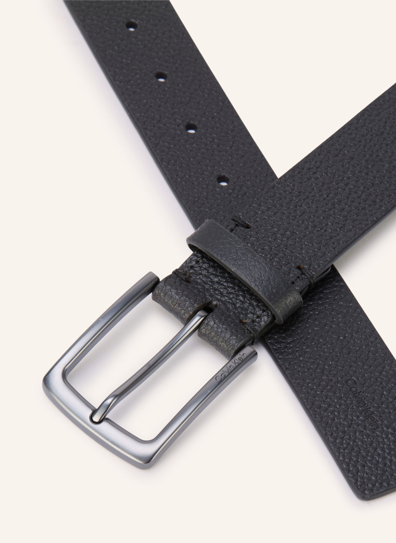 Calvin Klein Pasek skórzany: CZARNY / SREBRNY