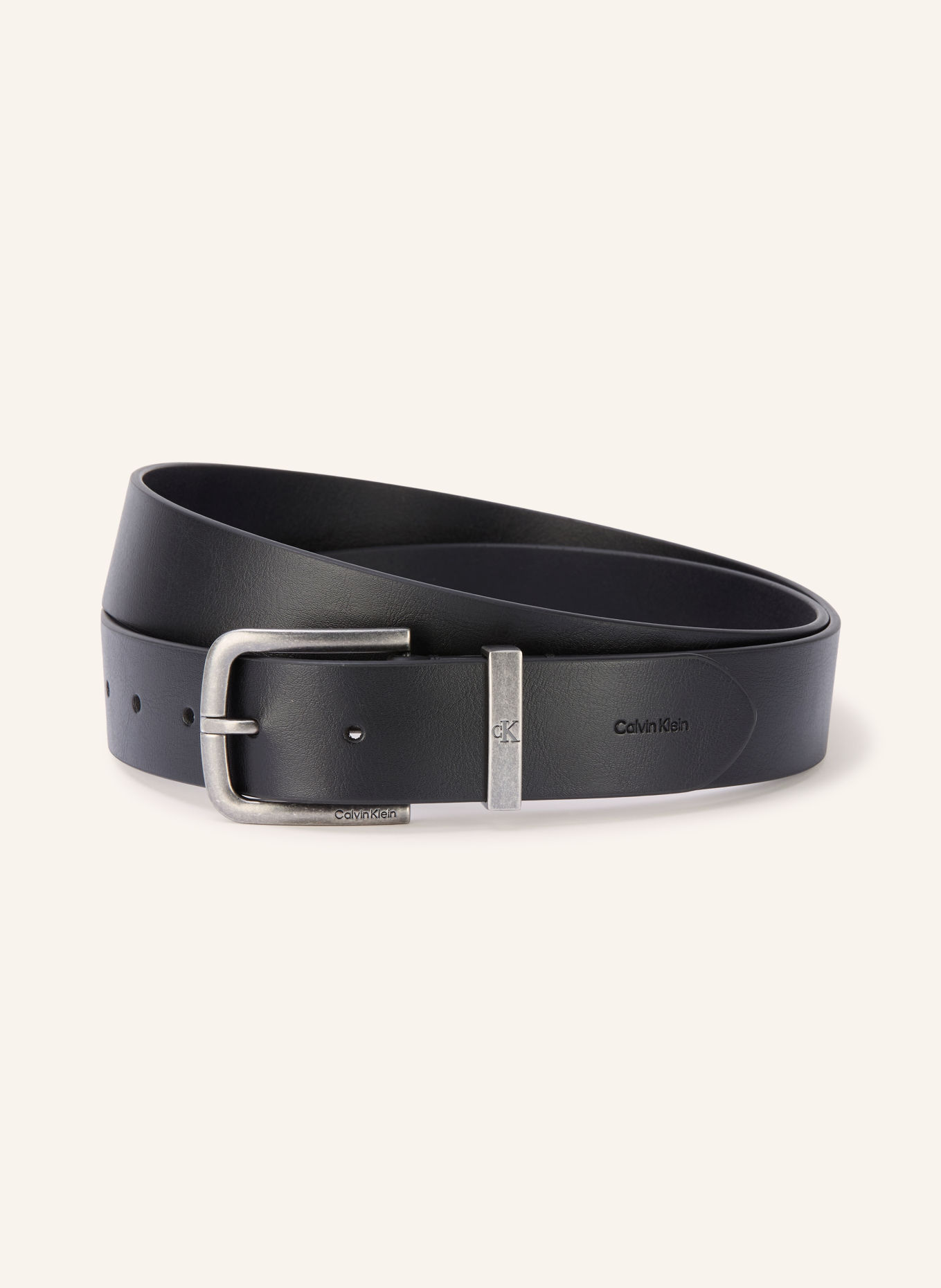 Calvin Klein Pasek skórzany: CZARNY / SREBRNY