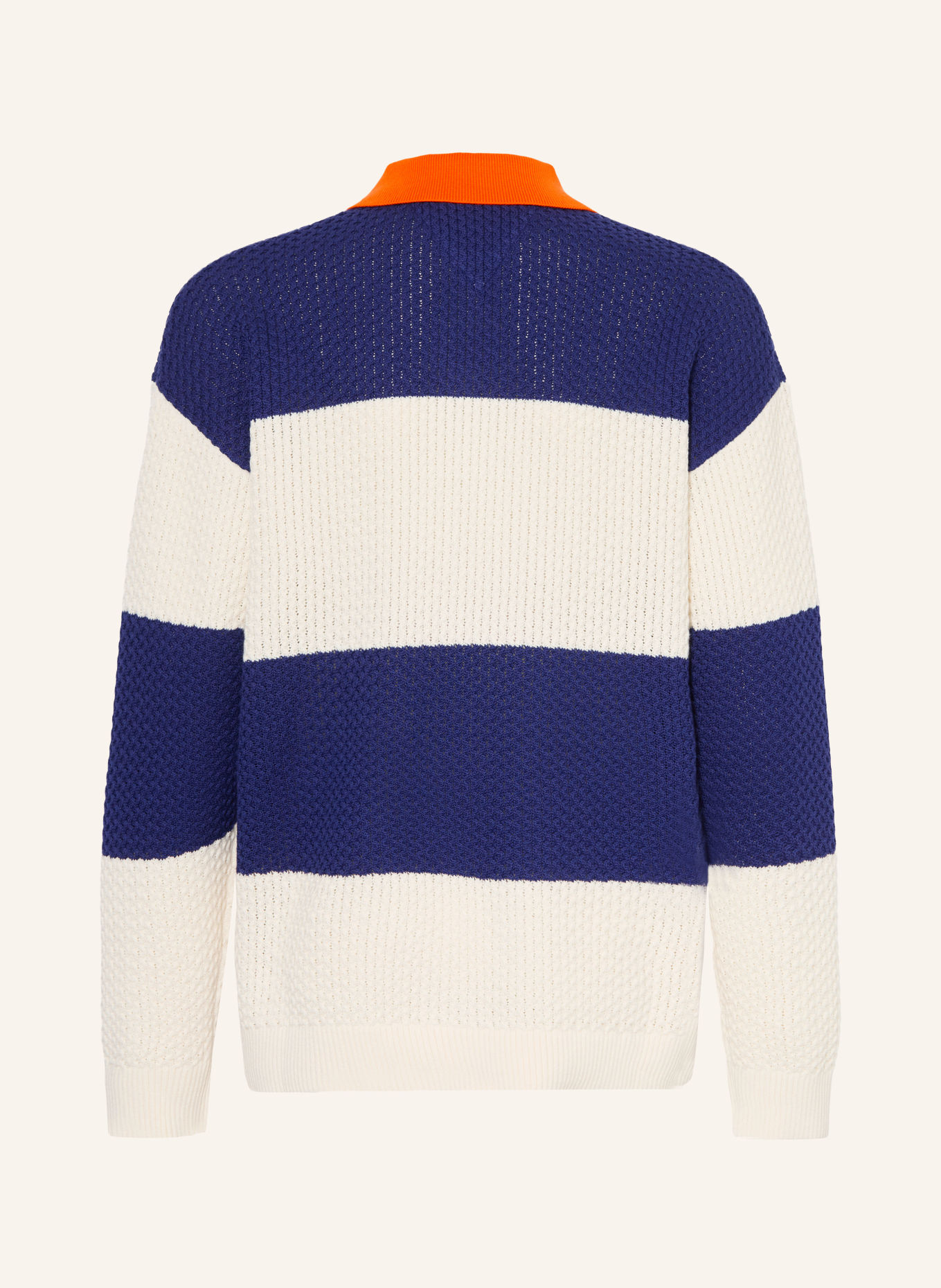 TOMMY HILFIGER Strick-Rugbyshirt: DUNKELBLAU / ORANGE / WEISS