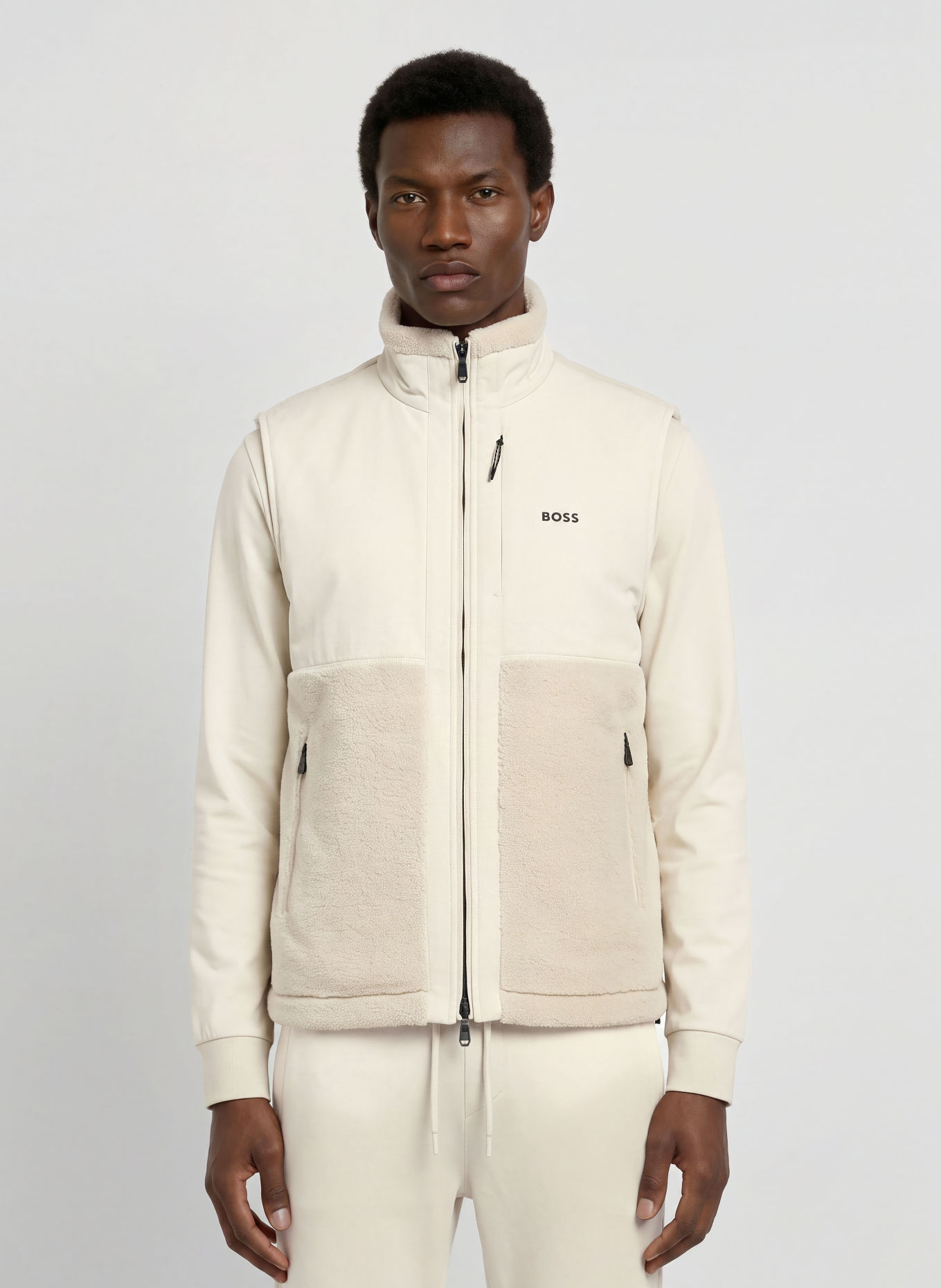 BOSS SVEEDY Fleece Vest: LIGHT BROWN