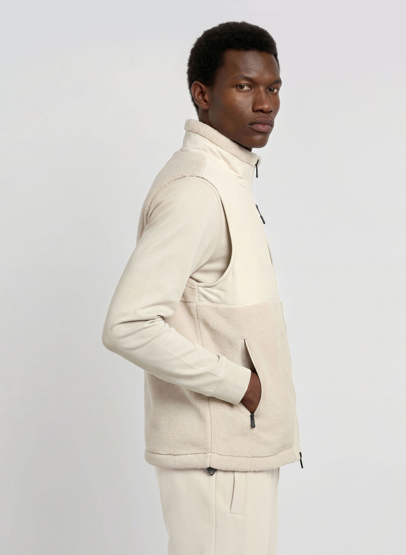 BOSS SVEEDY Fleece Vest: LIGHT BROWN