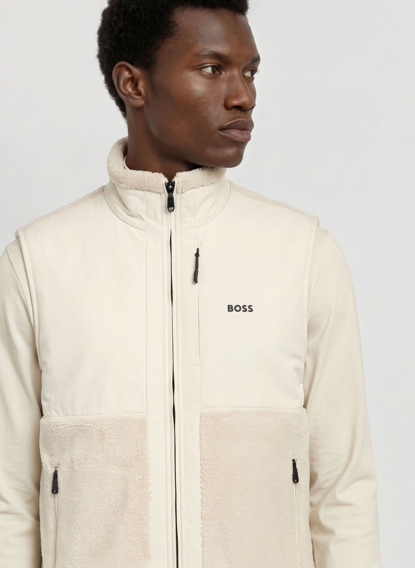 BOSS SVEEDY Fleece Vest: LIGHT BROWN