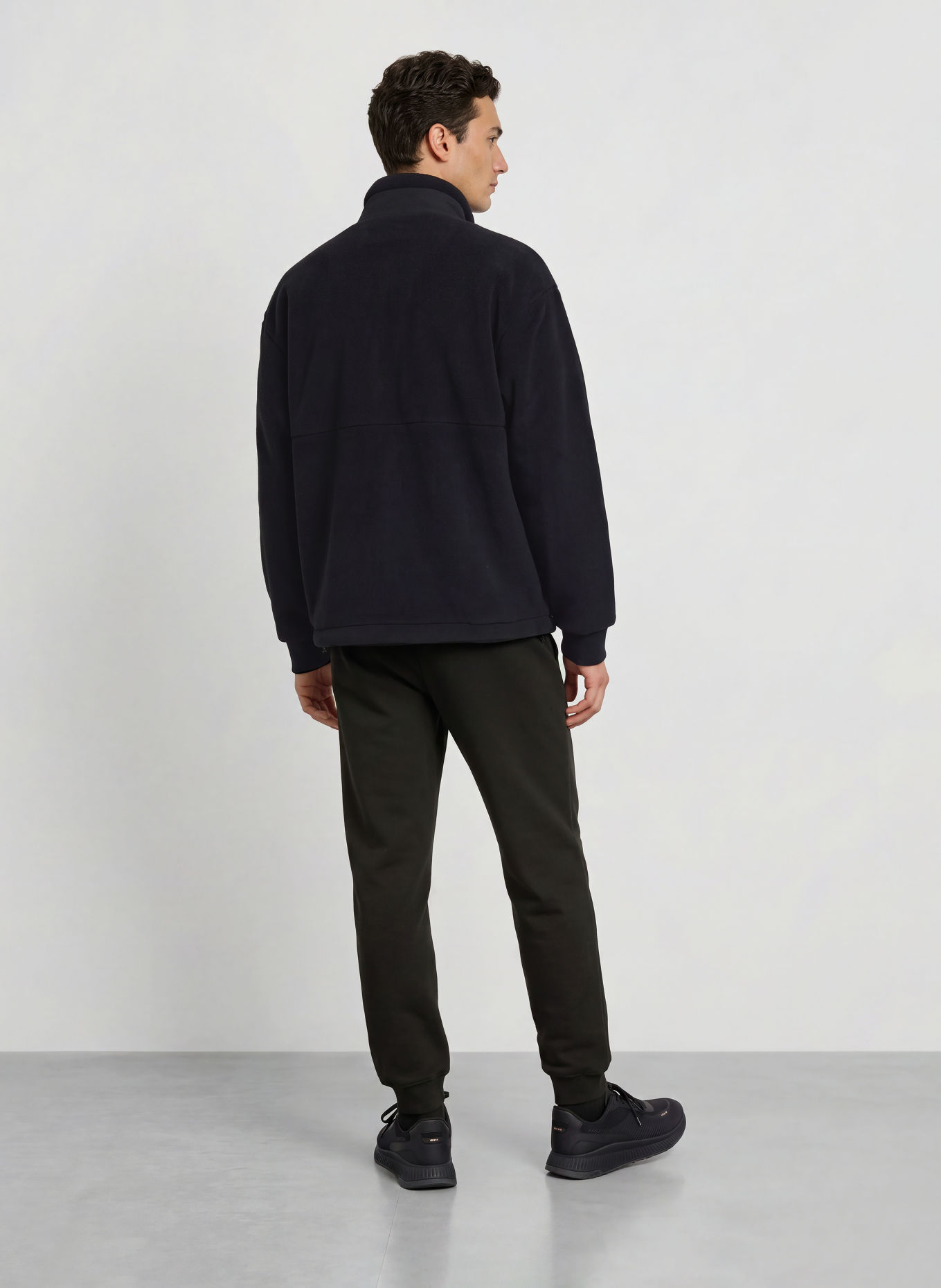BOSS Fleecejacke SVEEDY im Materialmix: SCHWARZ