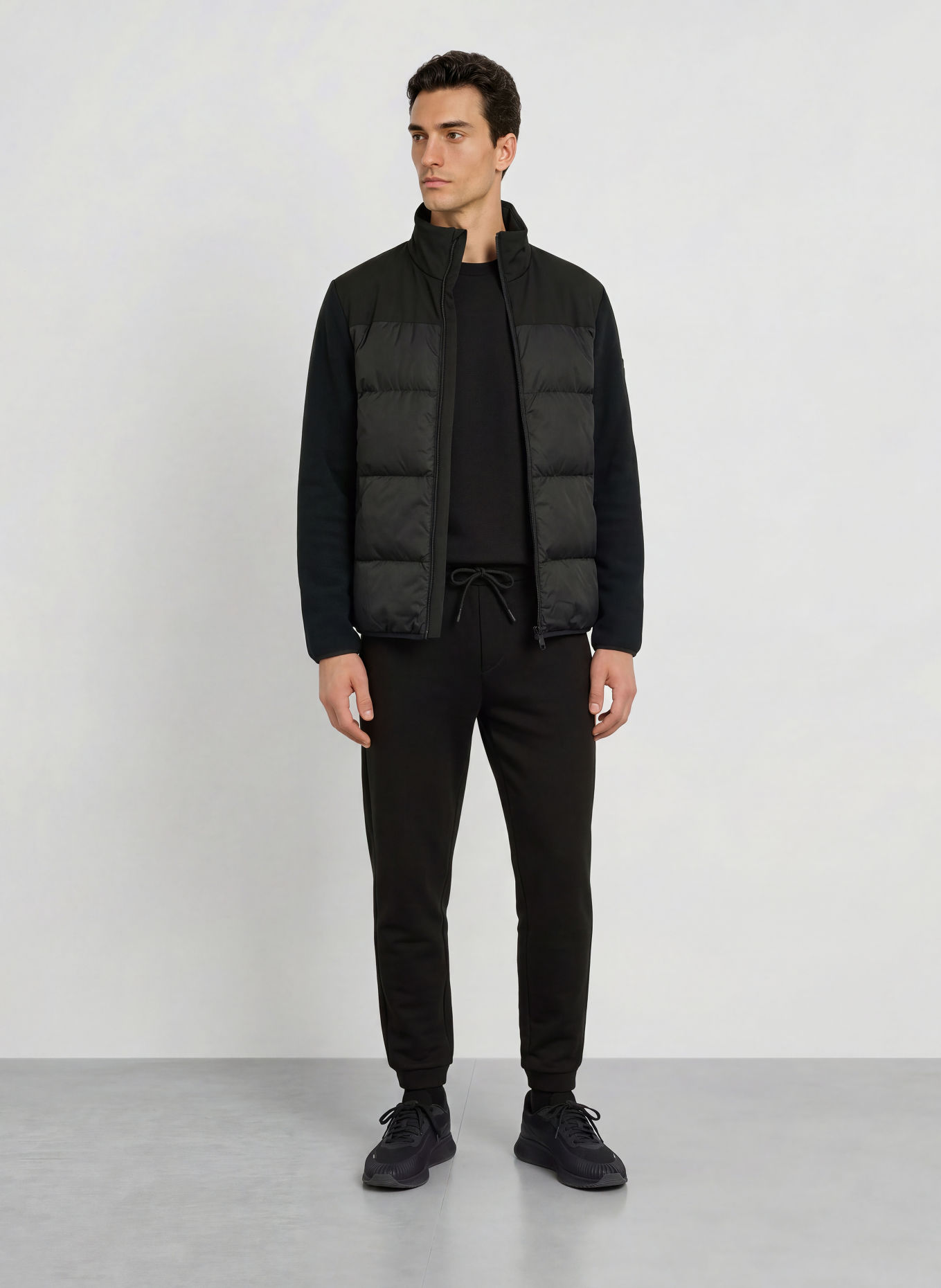 BOSS BLOCK Down jacket in a mix of materials: BLACK