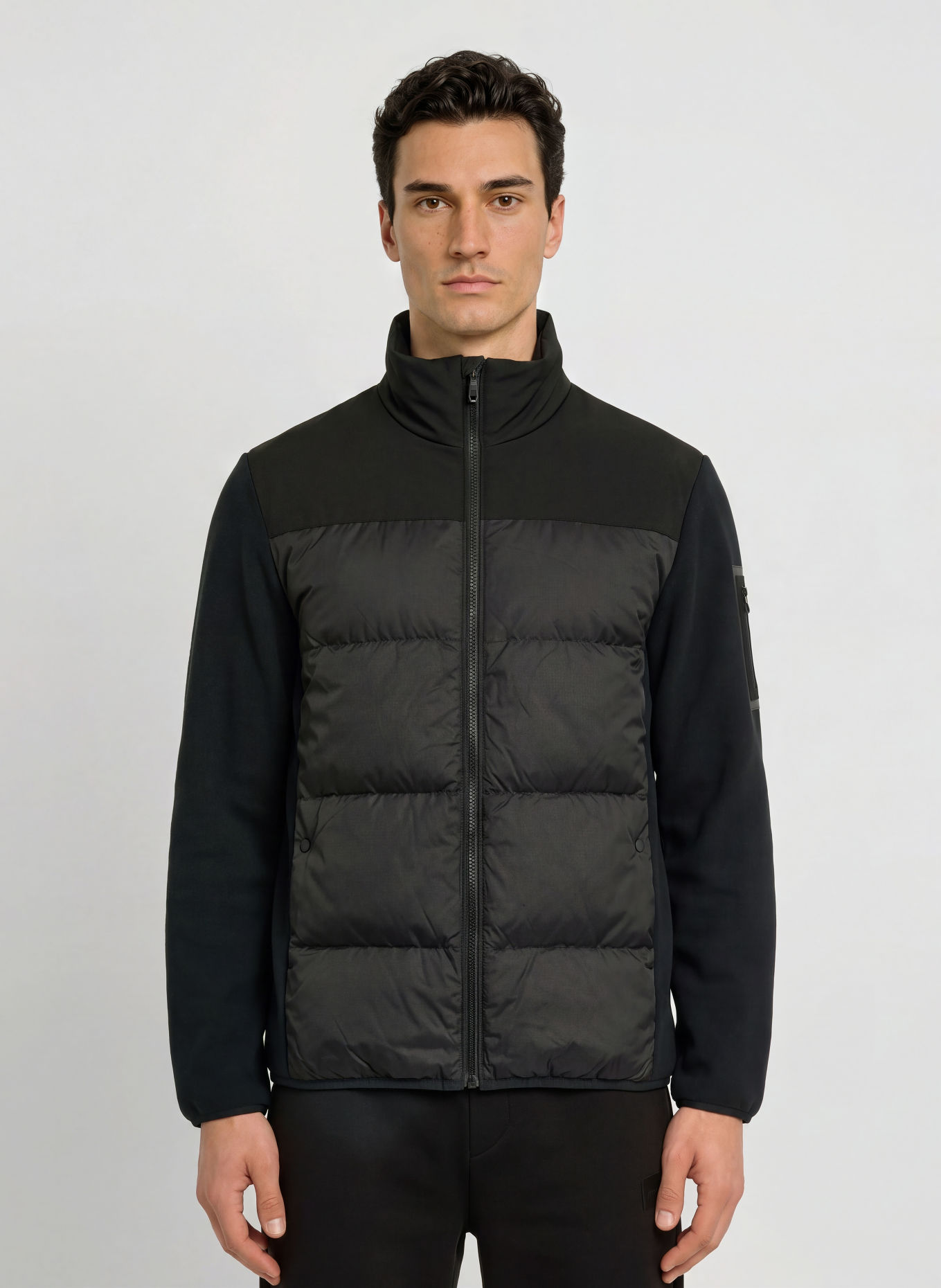 BOSS BLOCK Down jacket in a mix of materials: BLACK