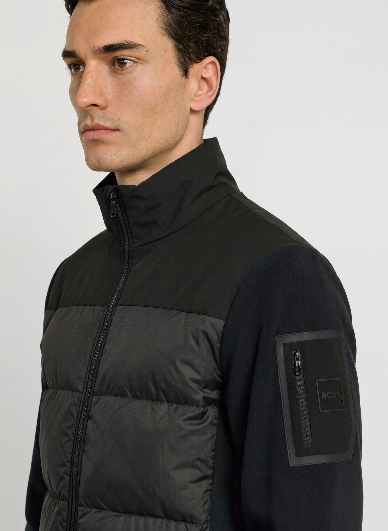 BOSS BLOCK Down jacket in a mix of materials: BLACK