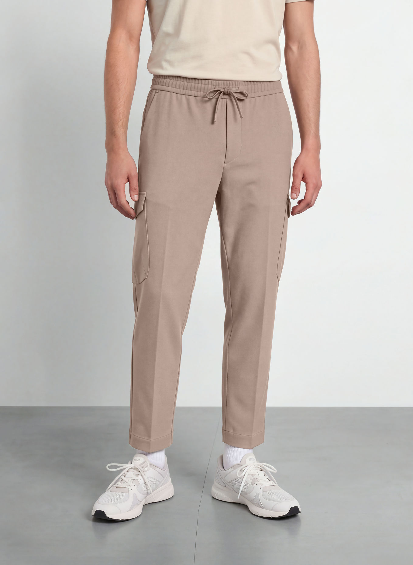 BOSS URBANEX TRANSIT Tapered Fit Flannel Cargo trousers: TAUPE