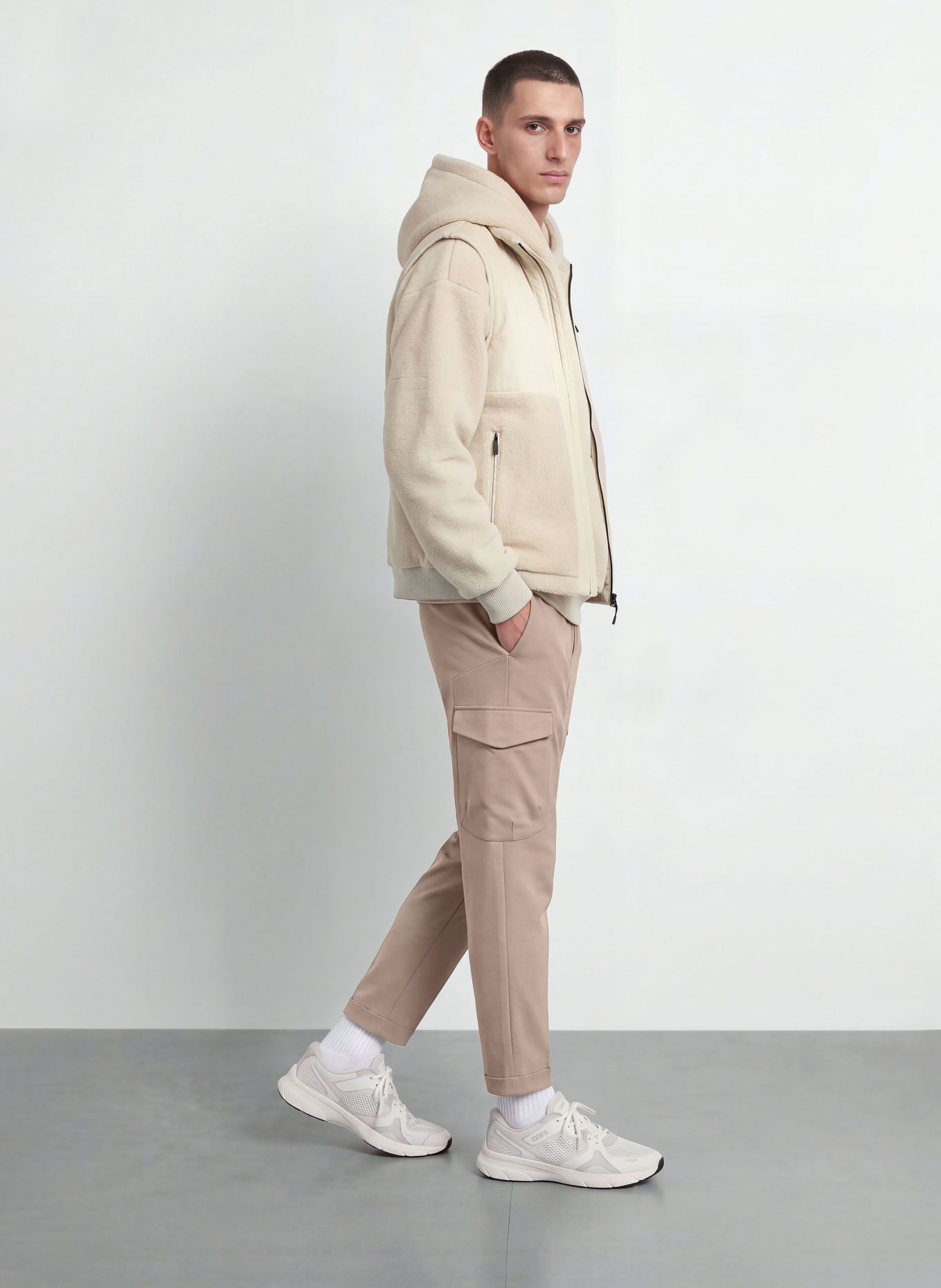 BOSS URBANEX TRANSIT Tapered Fit Flannel Cargo trousers: TAUPE