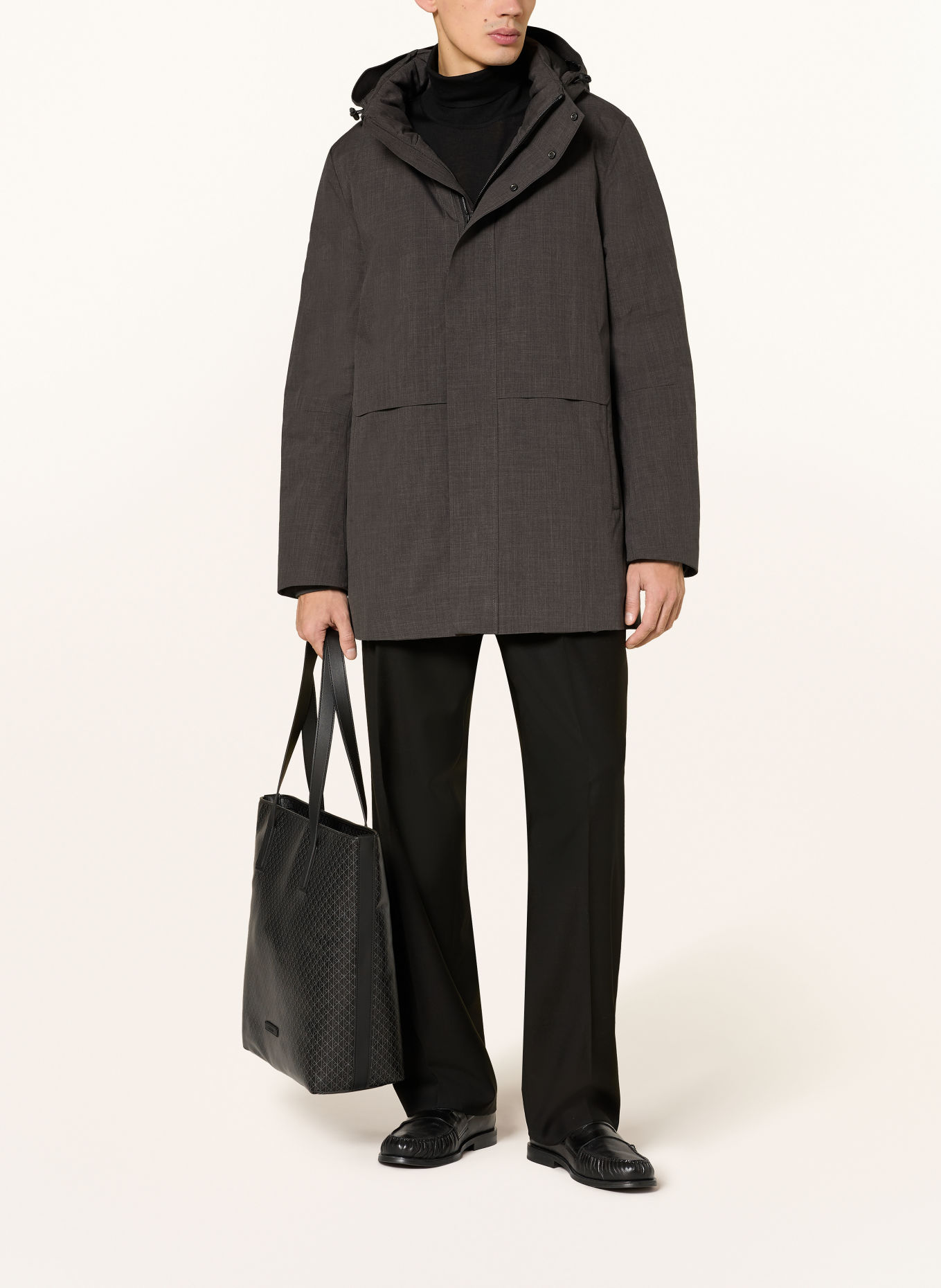 Calvin Klein Daunenjacke mit abnehmbarer Kapuze: DUNKELGRAU