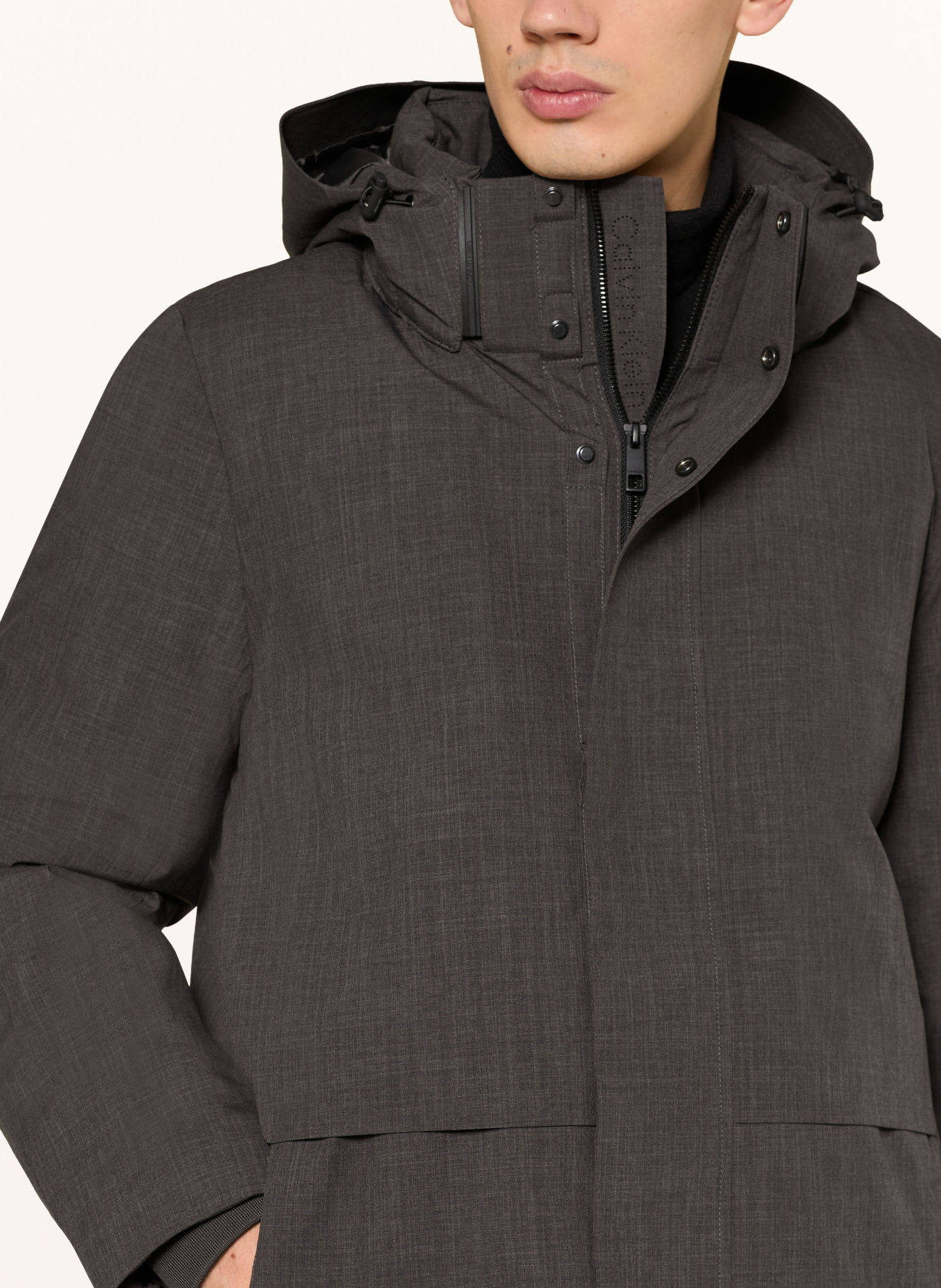 Calvin Klein Daunenjacke mit abnehmbarer Kapuze: DUNKELGRAU