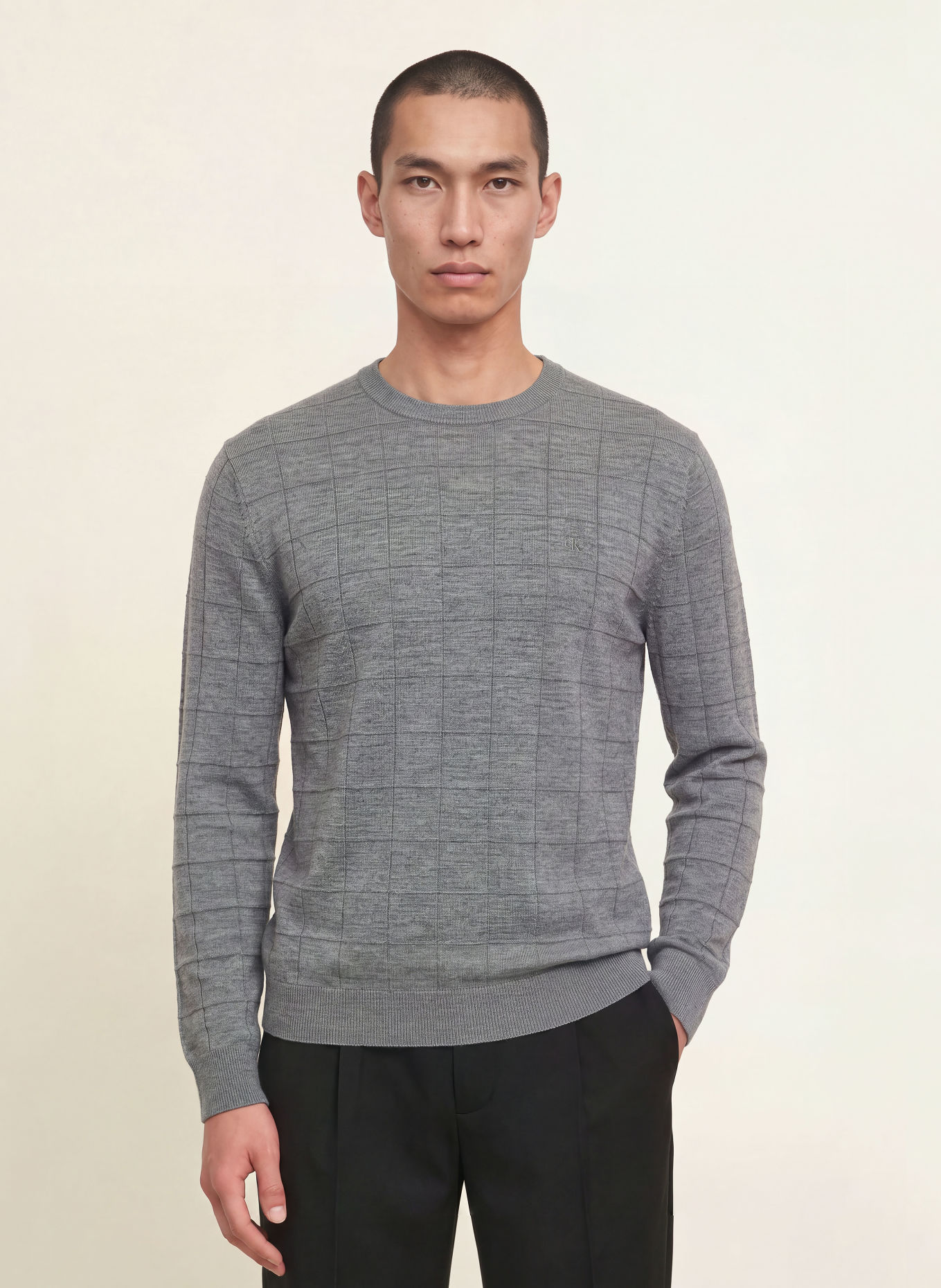 Calvin Klein Pull en laine mérinos: GRIS