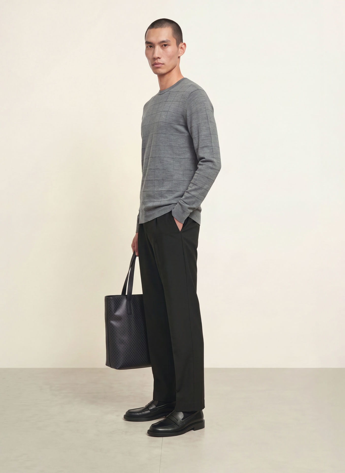 Calvin Klein Pull en laine mérinos: GRIS