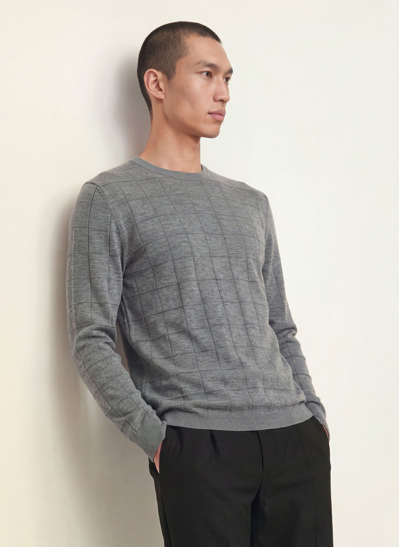 Calvin Klein Pull en laine mérinos: GRIS