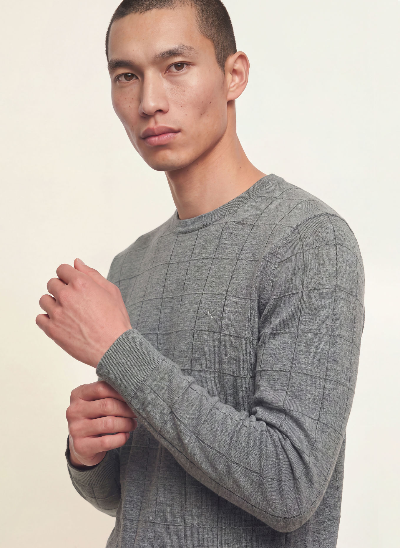 Calvin Klein Pull en laine mérinos: GRIS