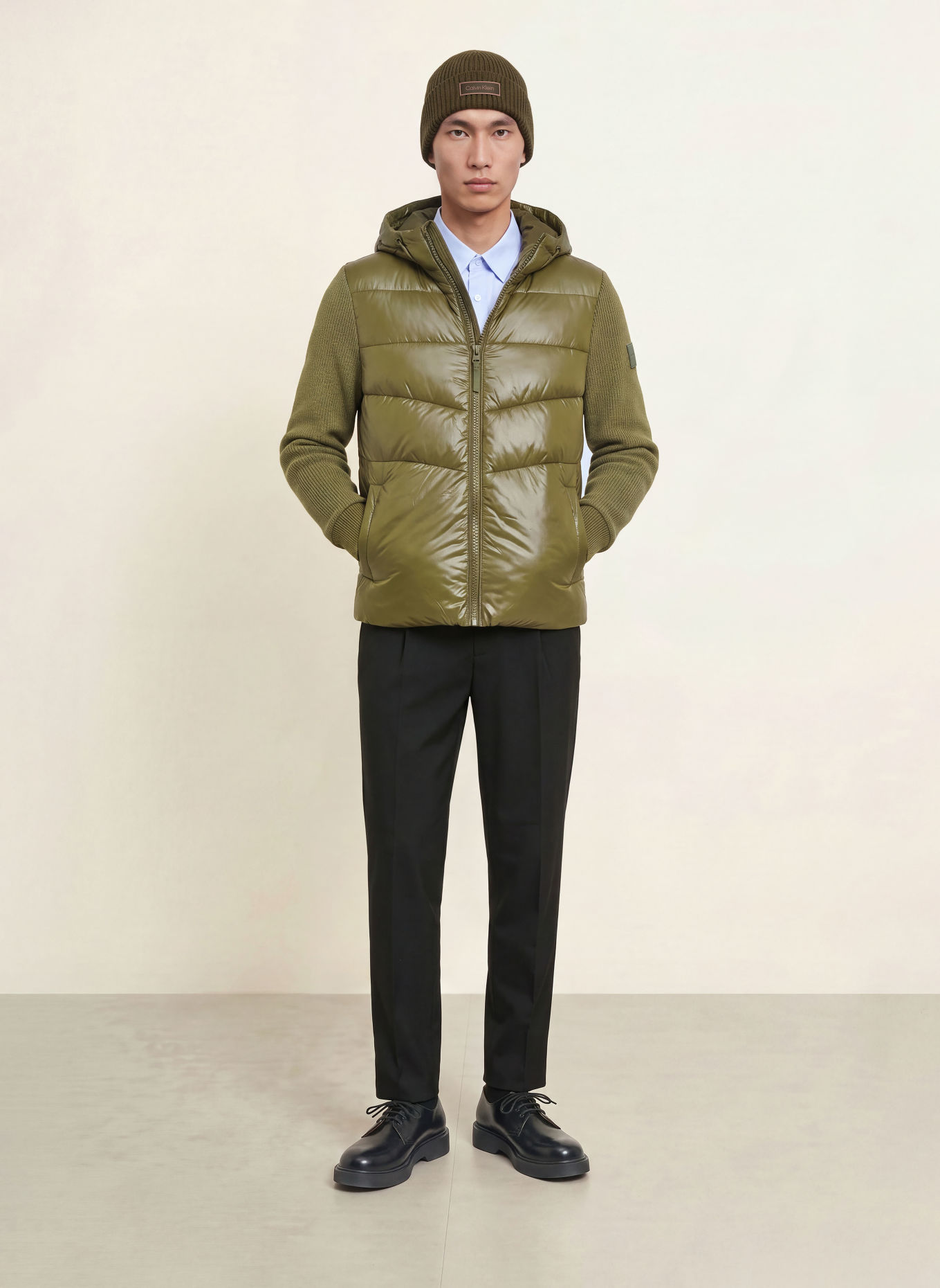 Calvin Klein Quilted jacket in a mix of materials: OLIVE