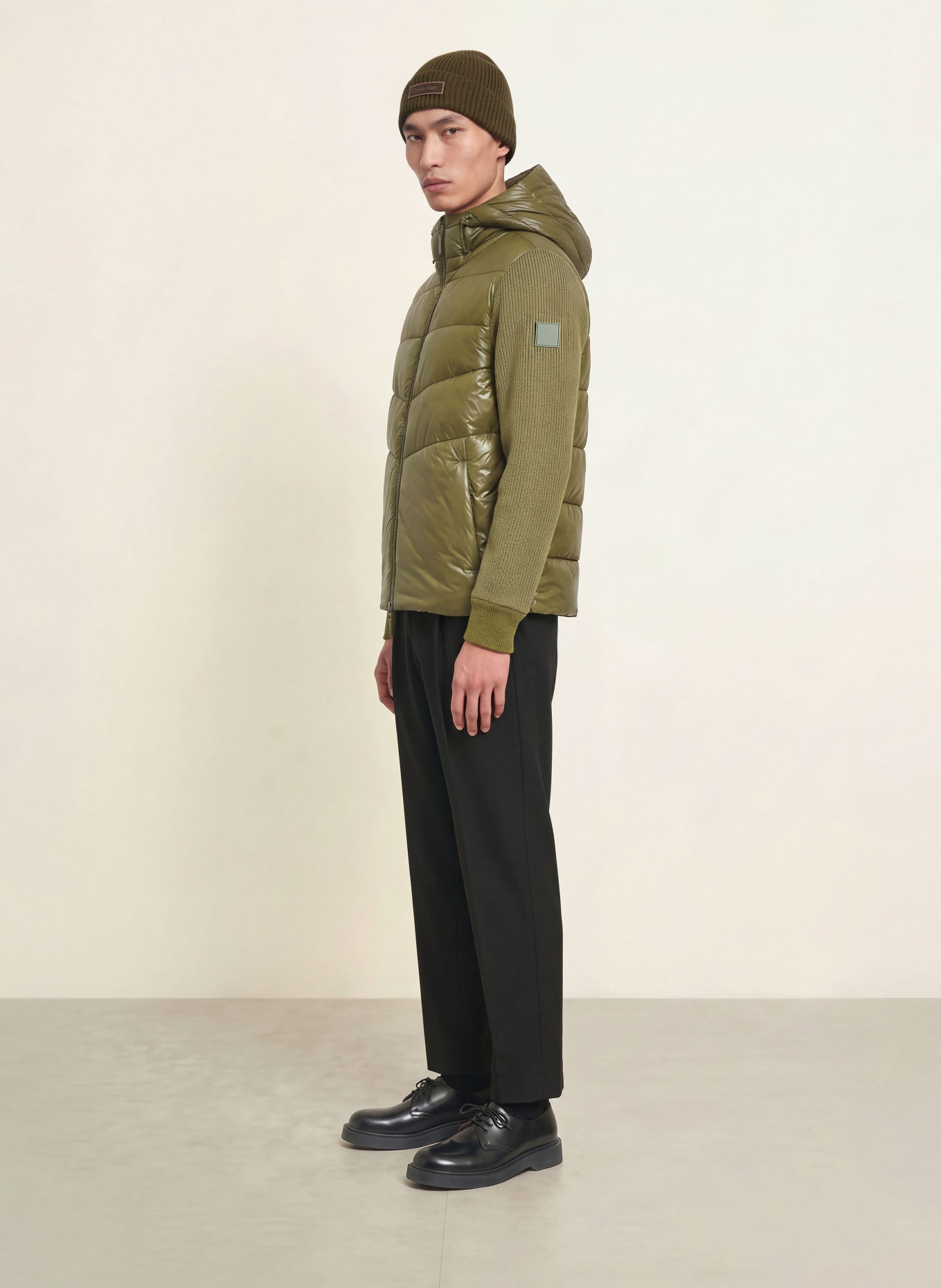 Calvin Klein Quilted jacket in a mix of materials: OLIVE