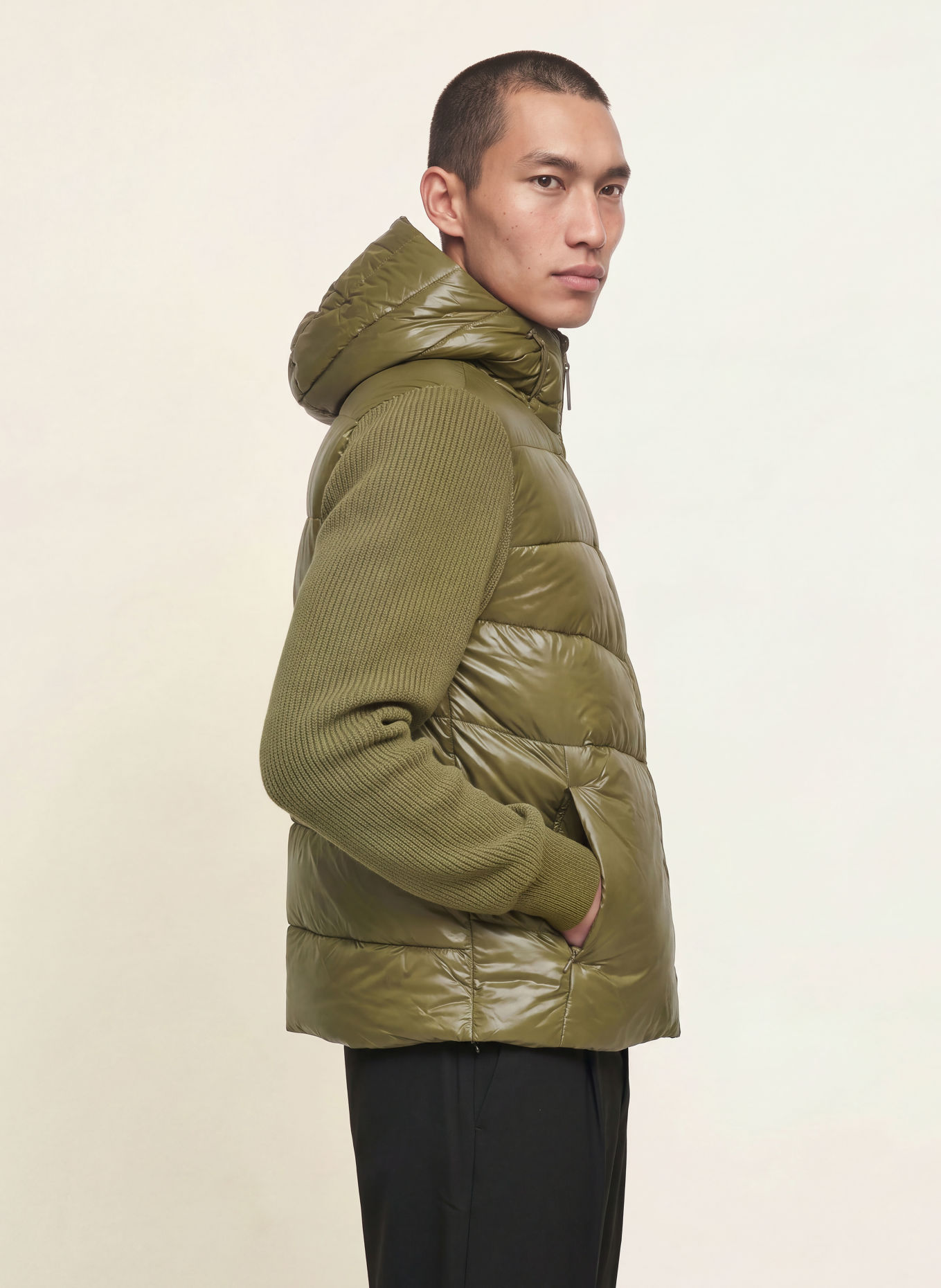 Calvin Klein Quilted jacket in a mix of materials: OLIVE