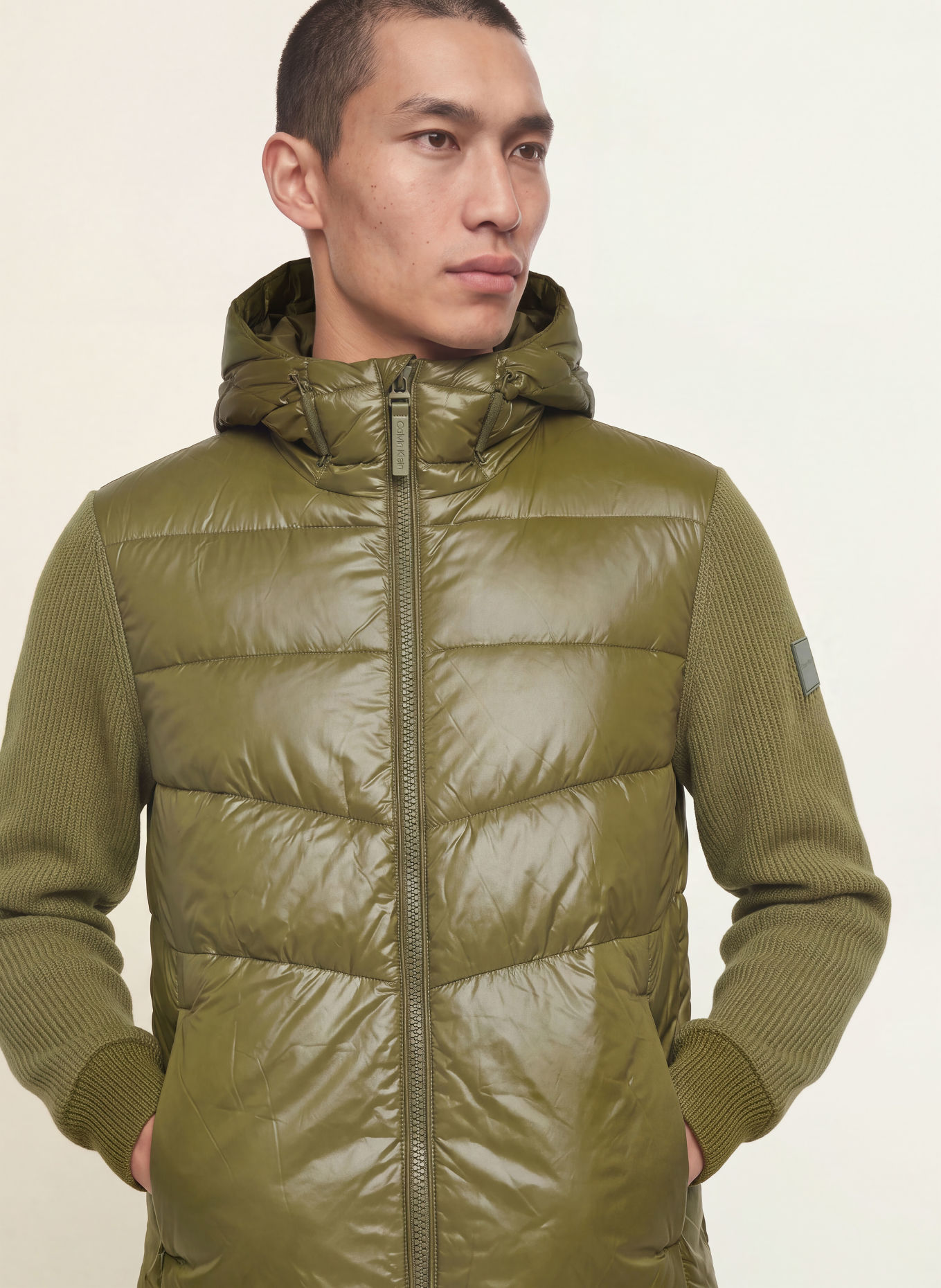Calvin Klein Quilted jacket in a mix of materials: OLIVE