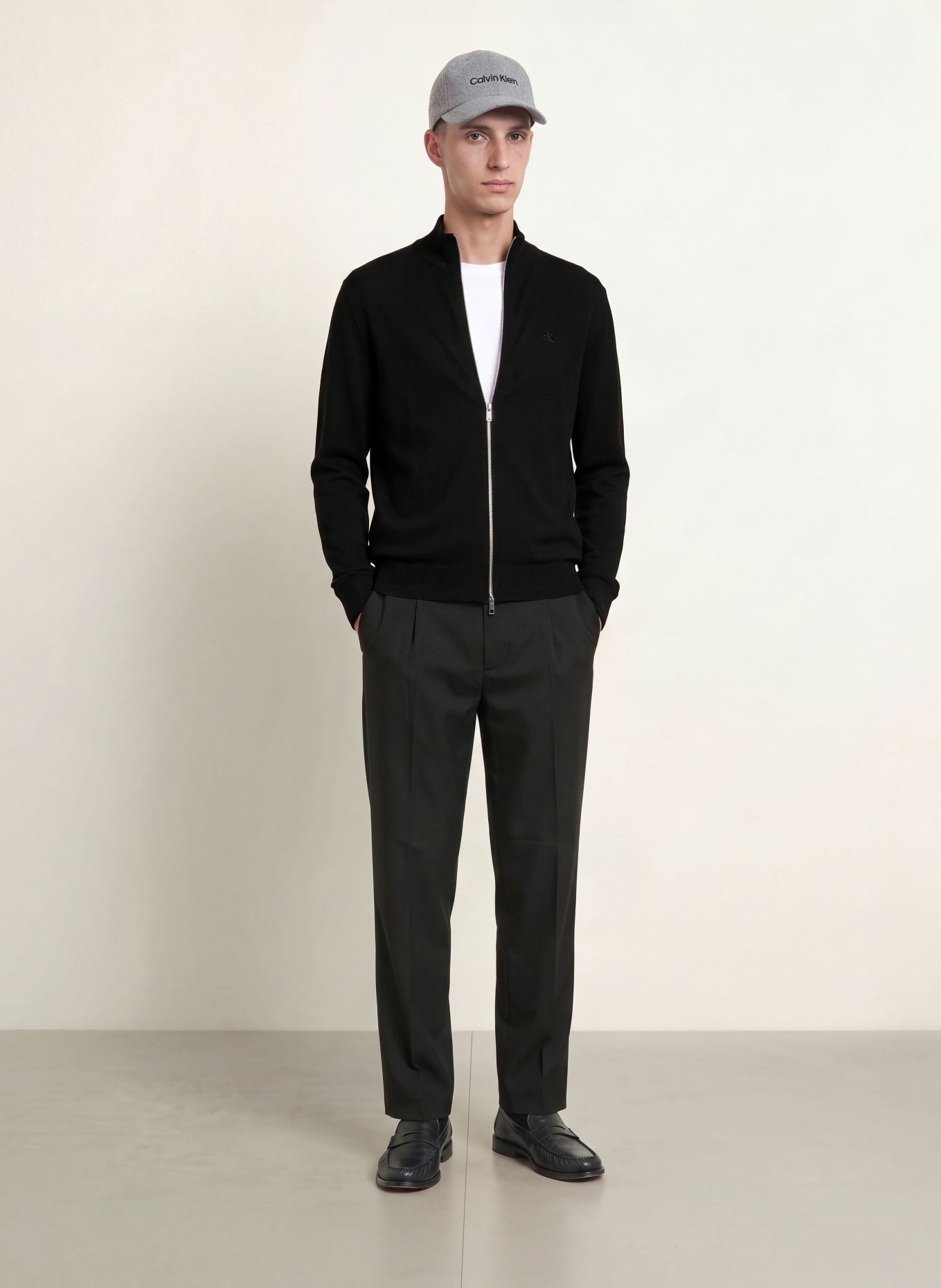 Calvin Klein Merinowool Cardigan: BLACK