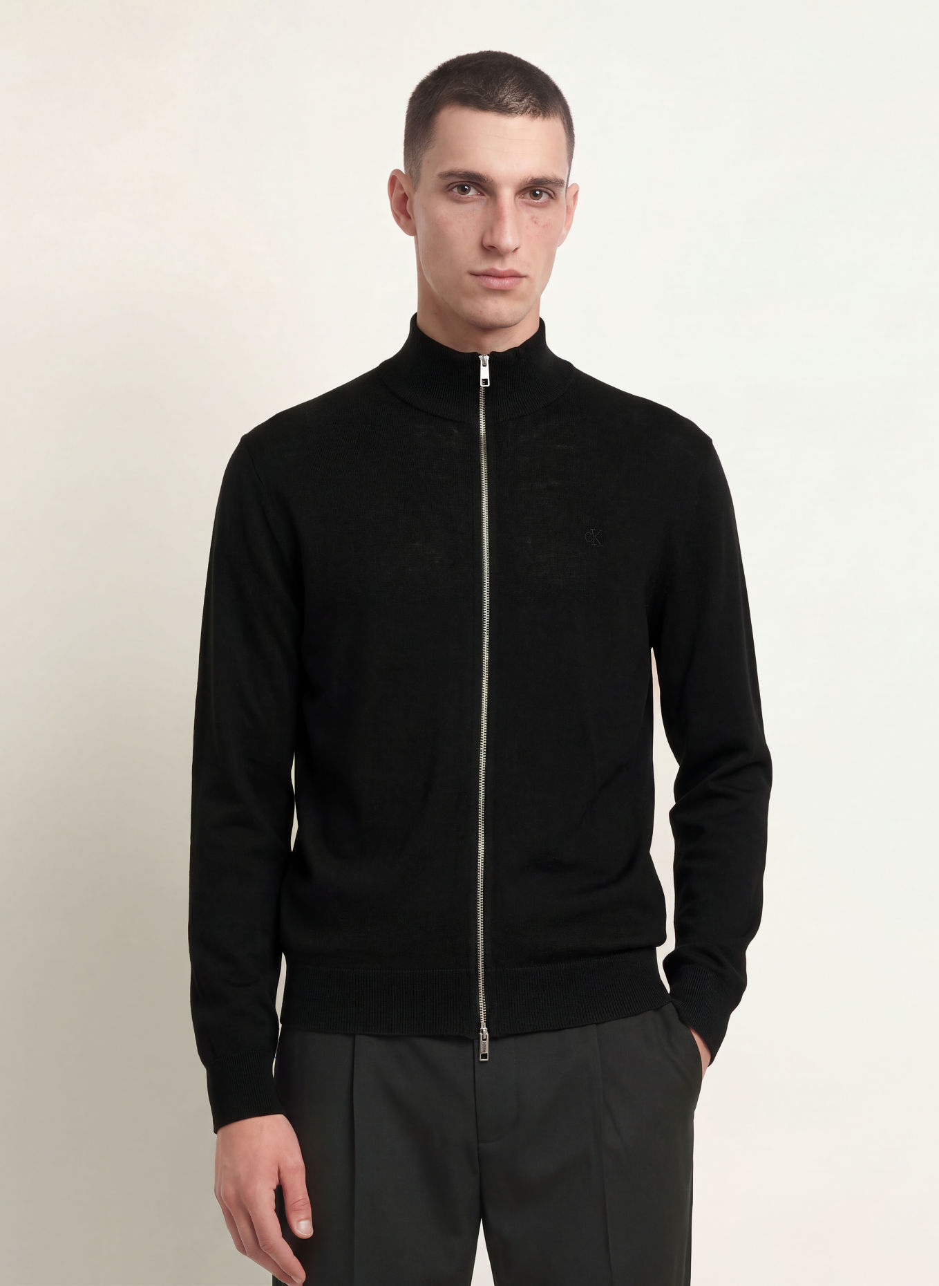 Calvin Klein Merinowool Cardigan: BLACK