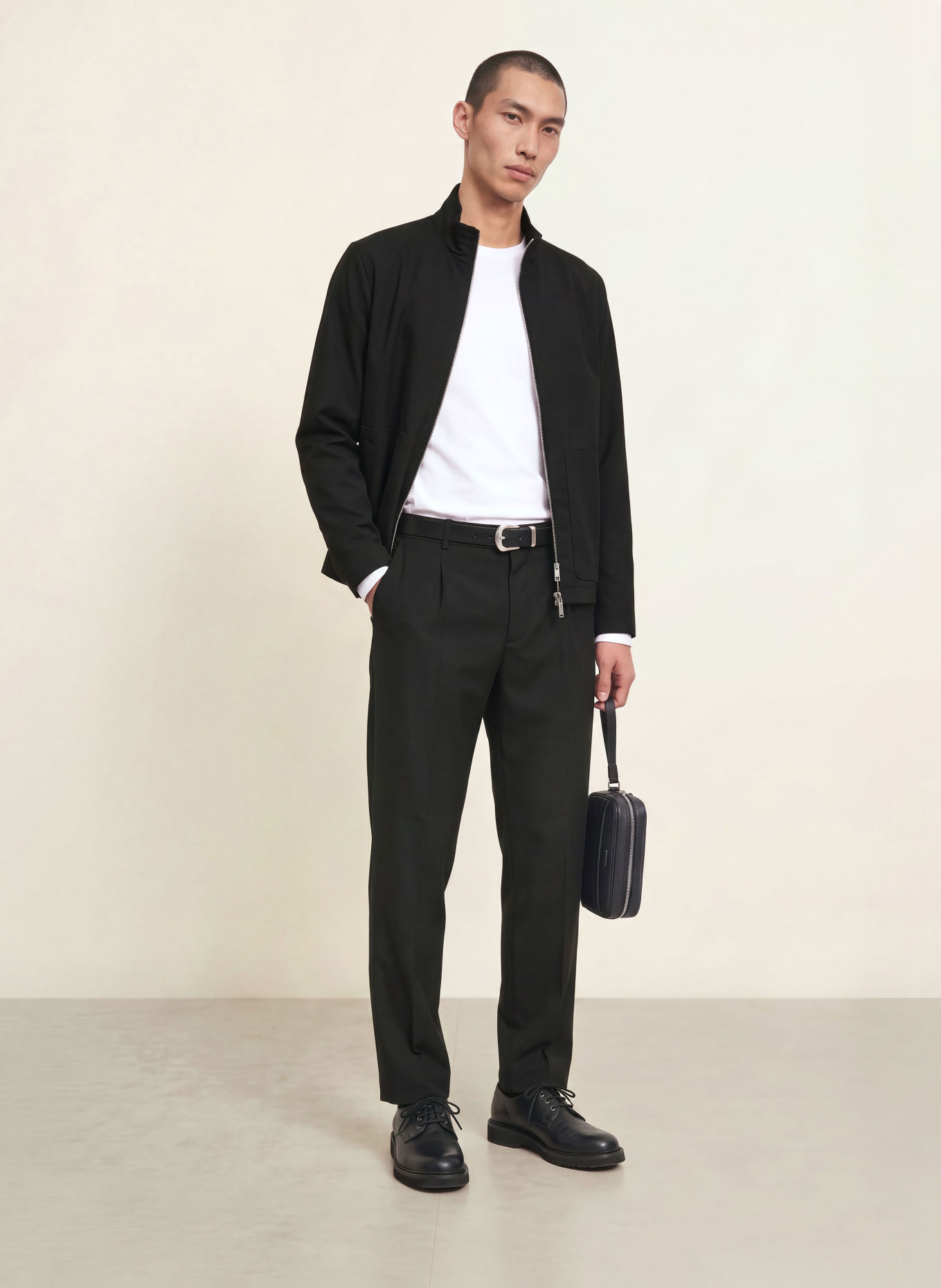 Calvin Klein Tapered-Fit Trousers: BLACK