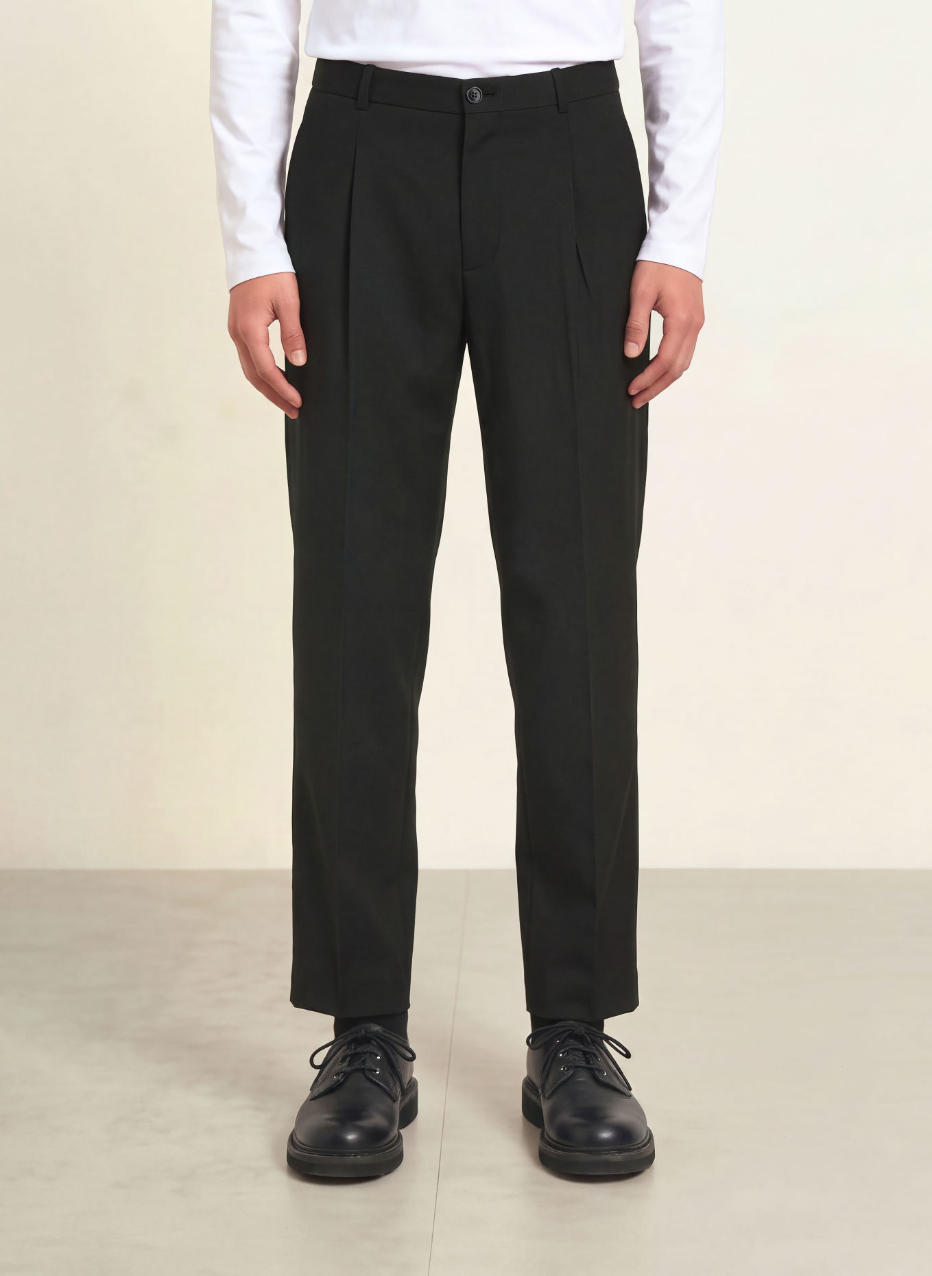 Calvin Klein Tapered-Fit Trousers: BLACK