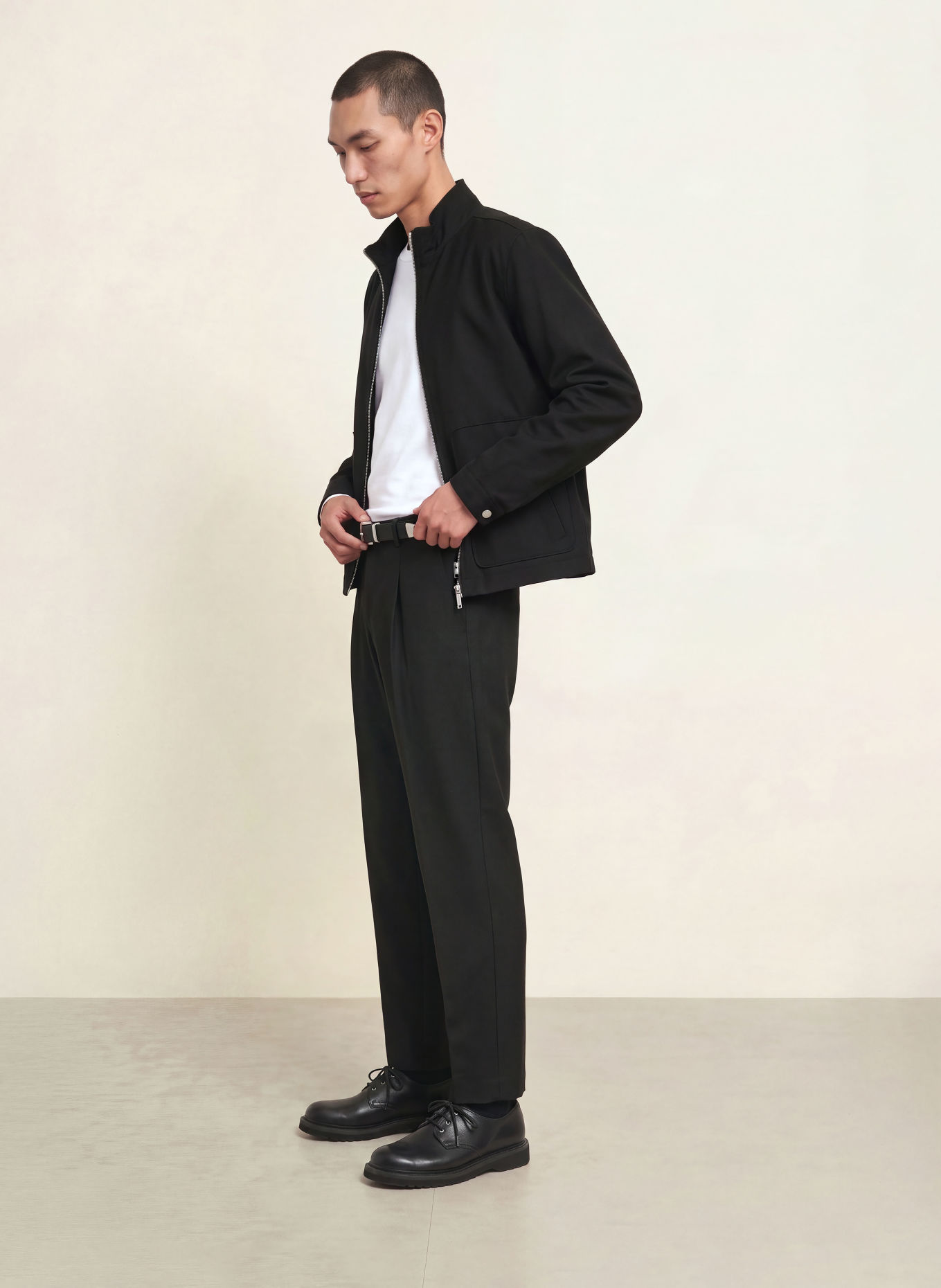 Calvin Klein Tapered-Fit Trousers: BLACK