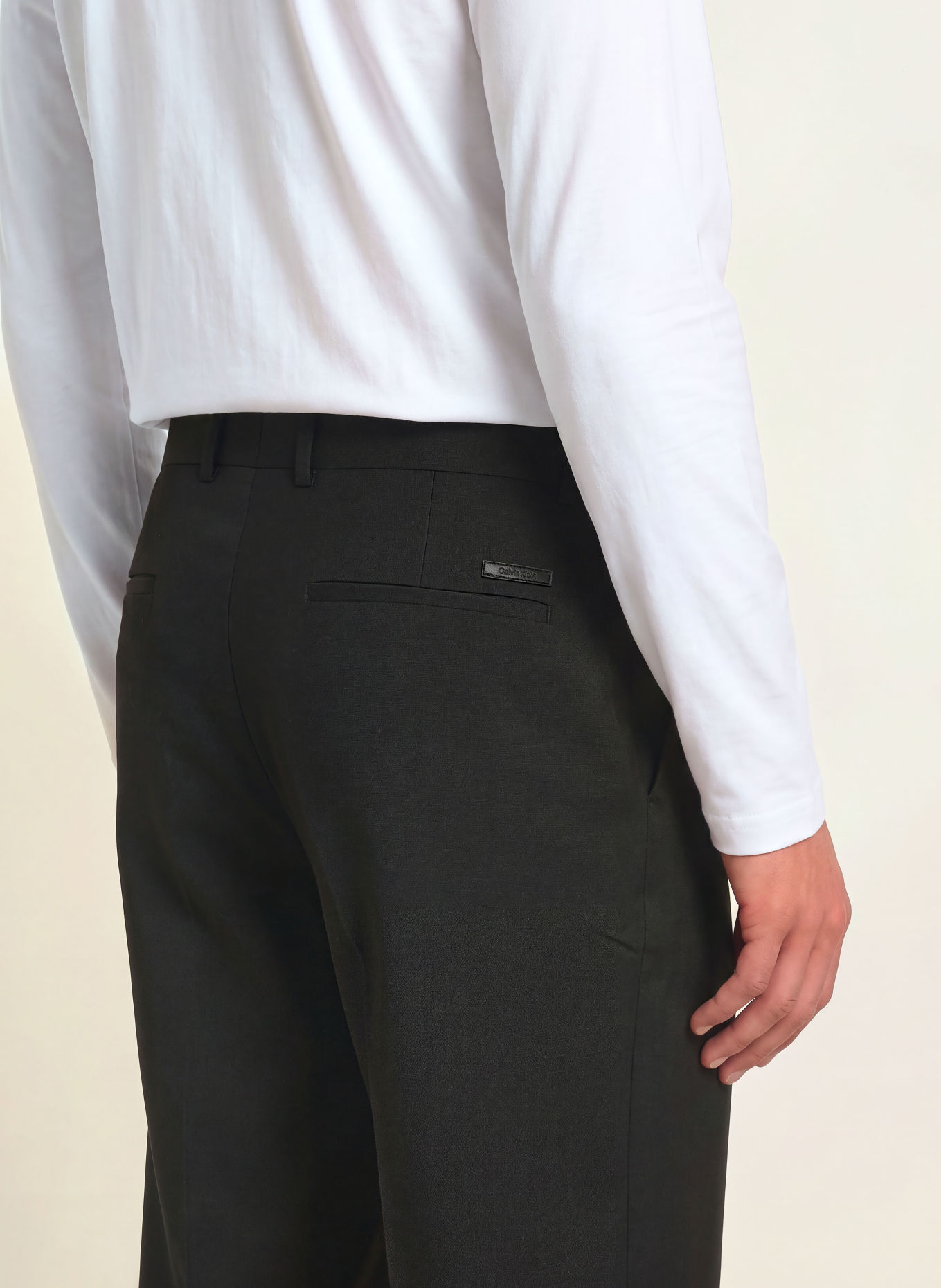 Calvin Klein Tapered-Fit Trousers: BLACK