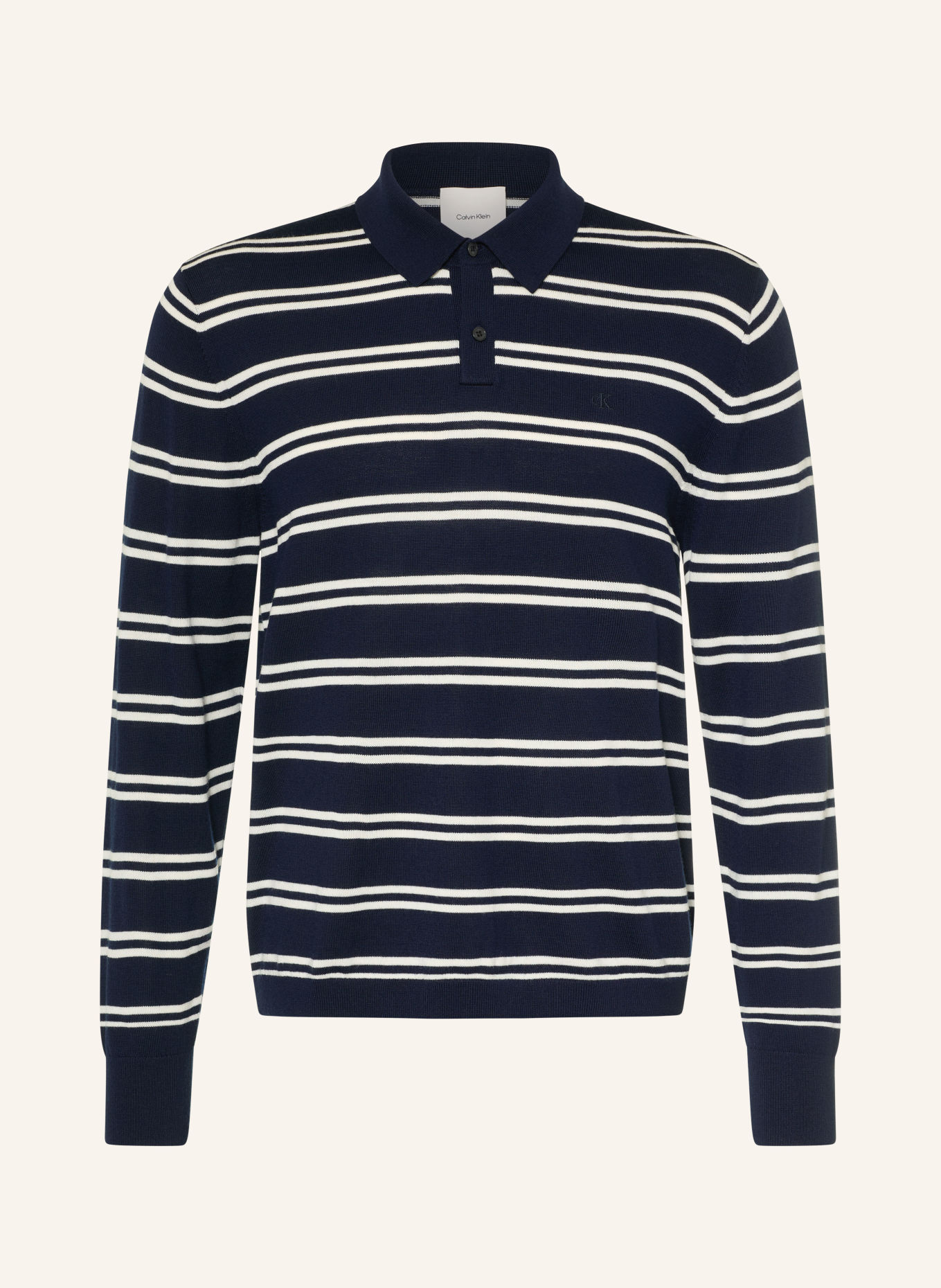 Calvin Klein Merinowool Knit polo shirt: DARK BLUE / WHITE