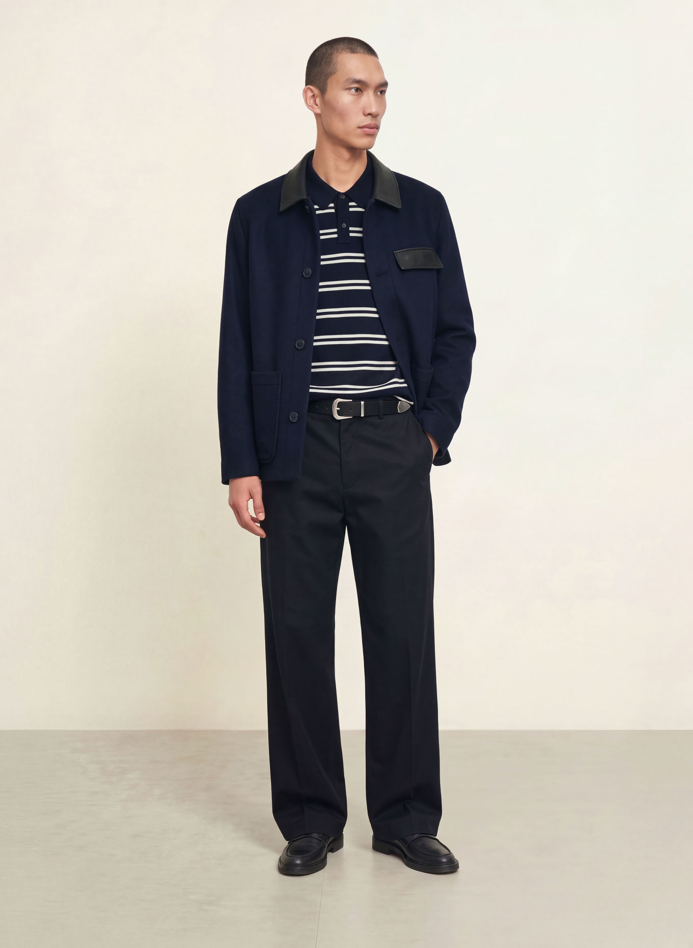 Calvin Klein Merinowool Knit polo shirt: DARK BLUE / WHITE