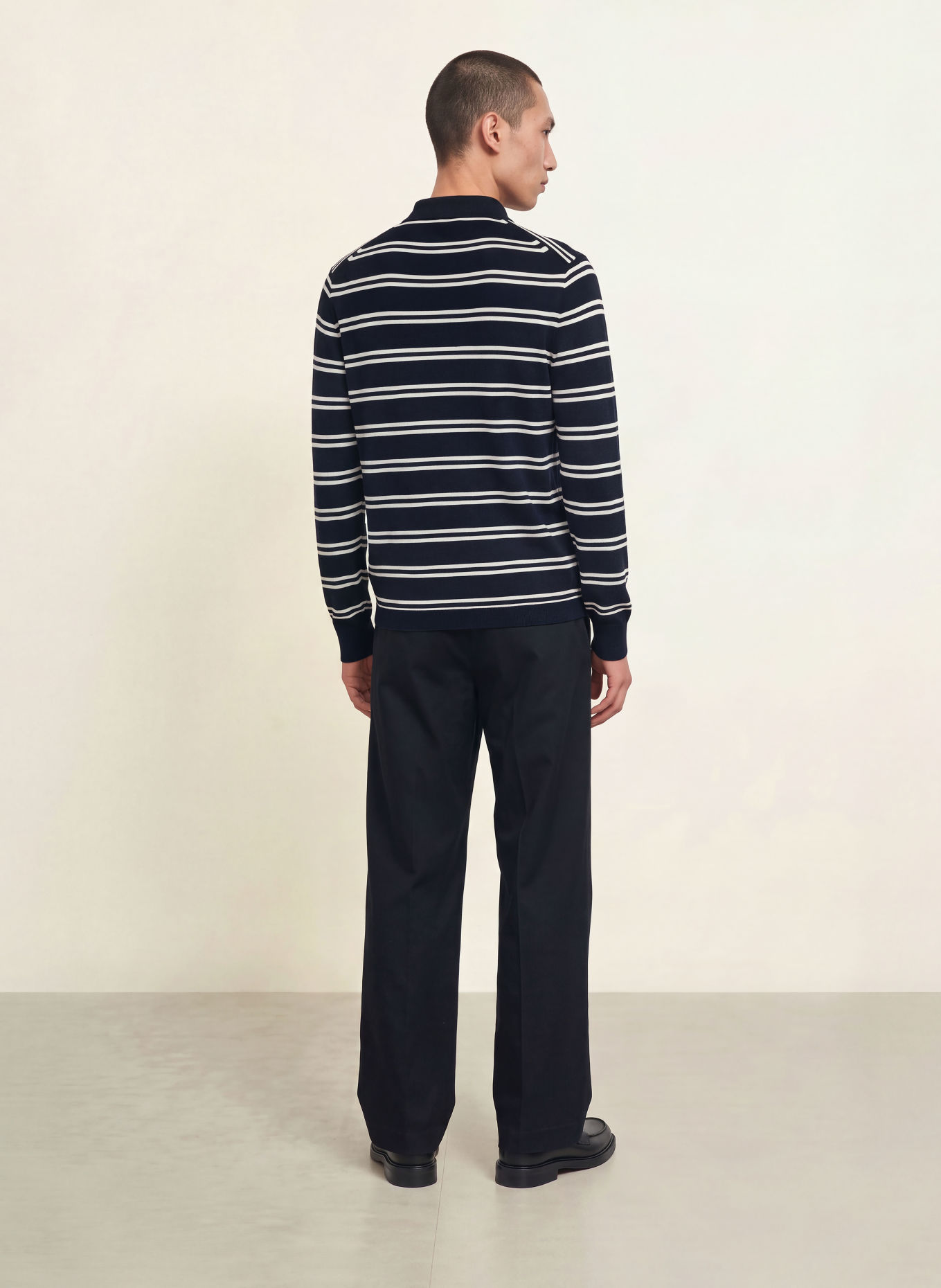 Calvin Klein Merinowool Knit polo shirt: DARK BLUE / WHITE
