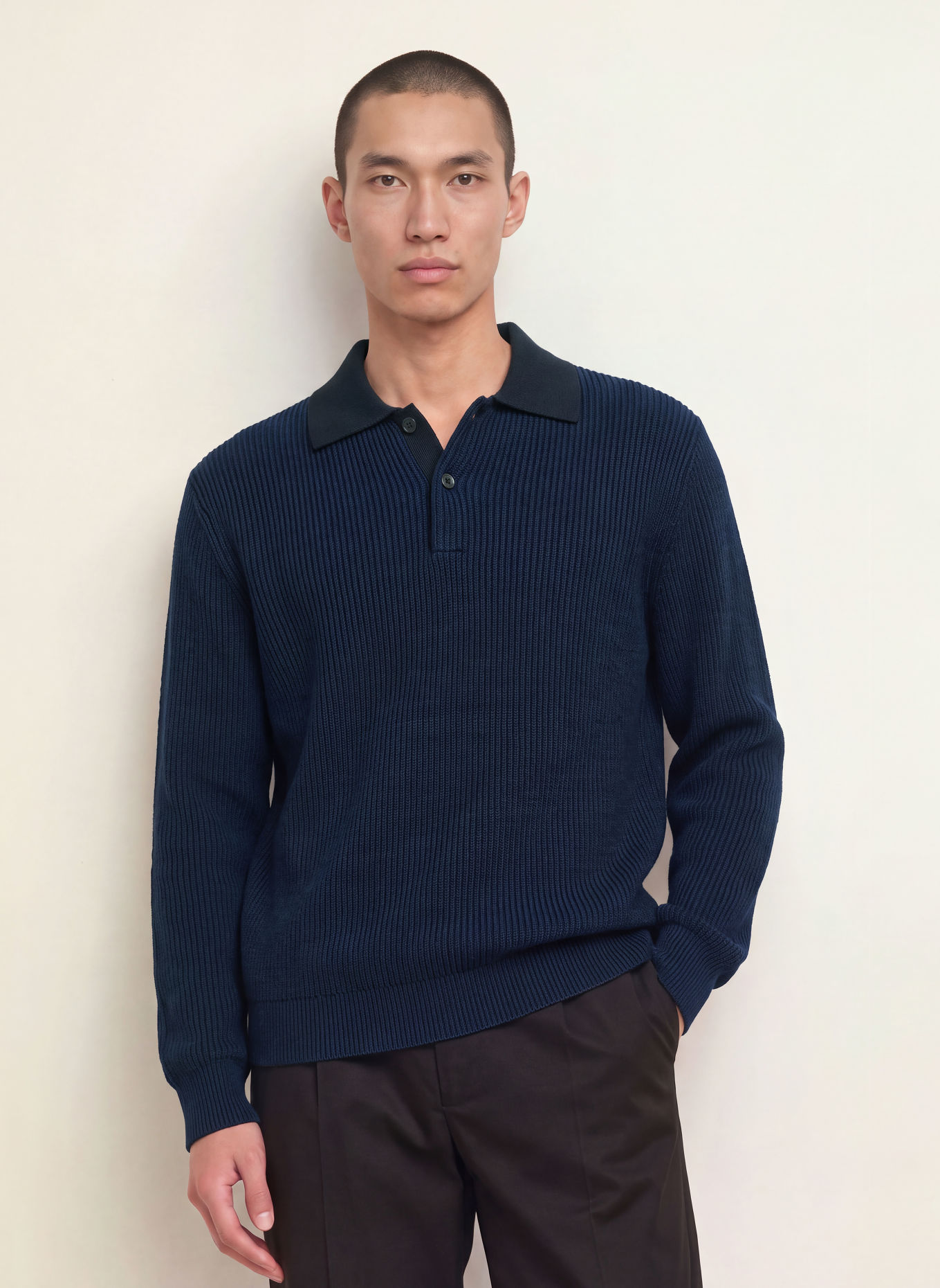 Calvin Klein Knit polo shirt: BLACK / DARK BLUE