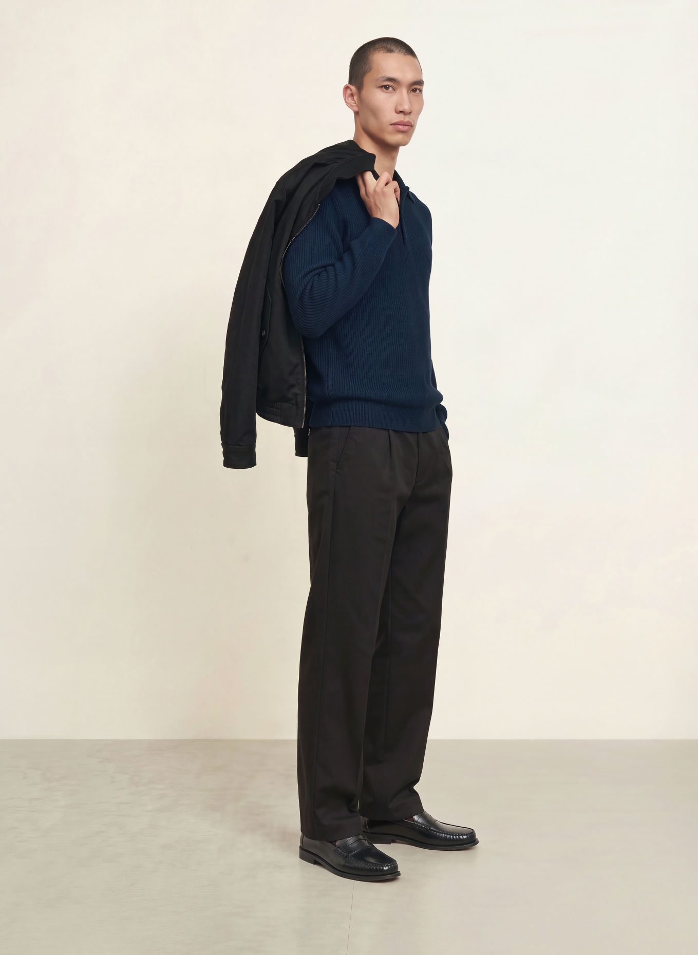 Calvin Klein Knit polo shirt: BLACK / DARK BLUE